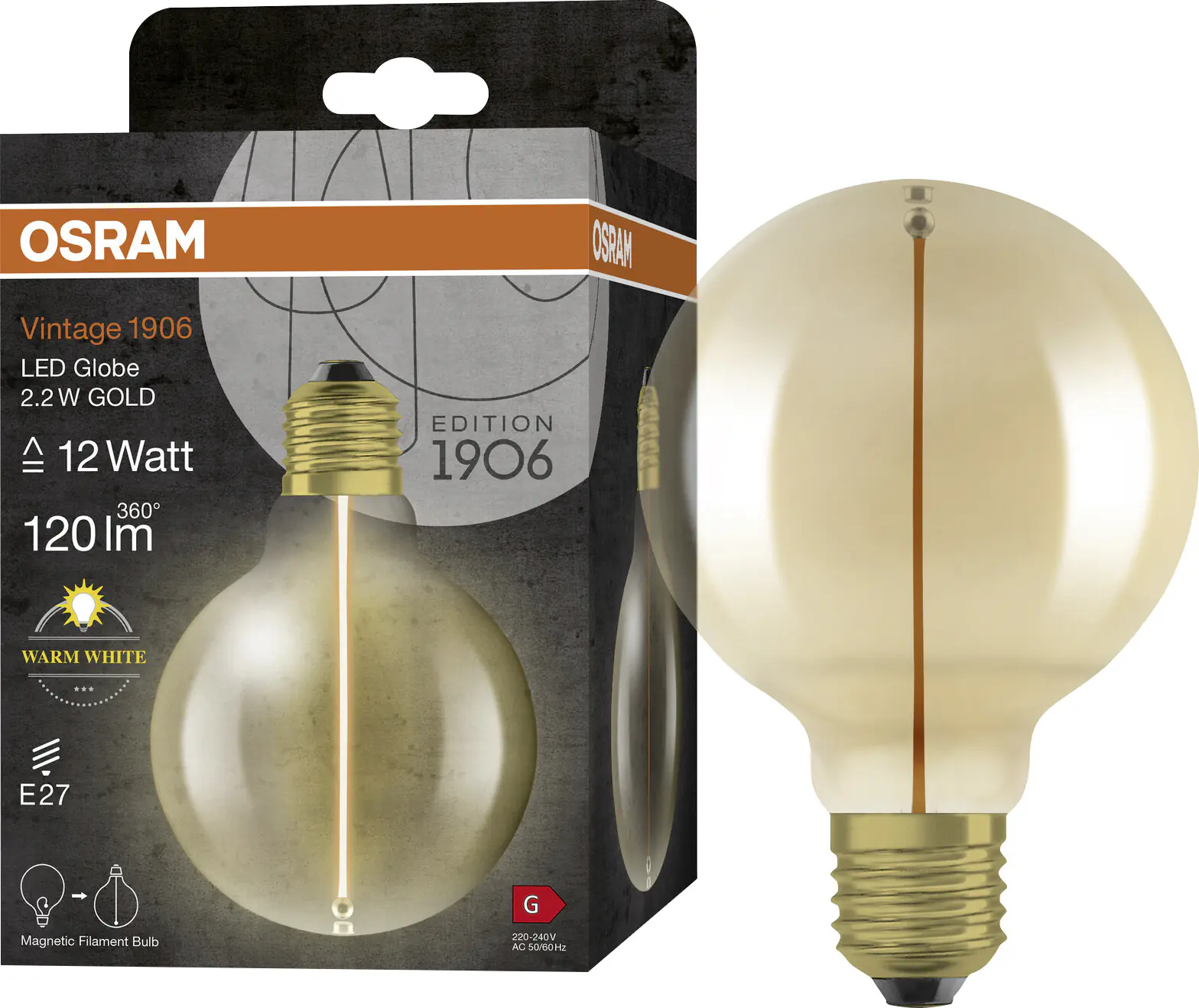 Osram LED Leuchtmittel Globe 95 E27 2,2 W warmweiß amber