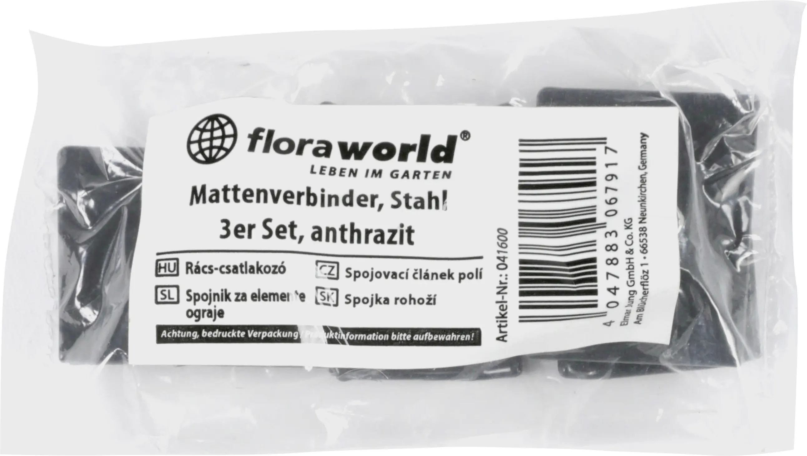 Floraworld Zaunverbinder anthrazit - 3 Stk.
