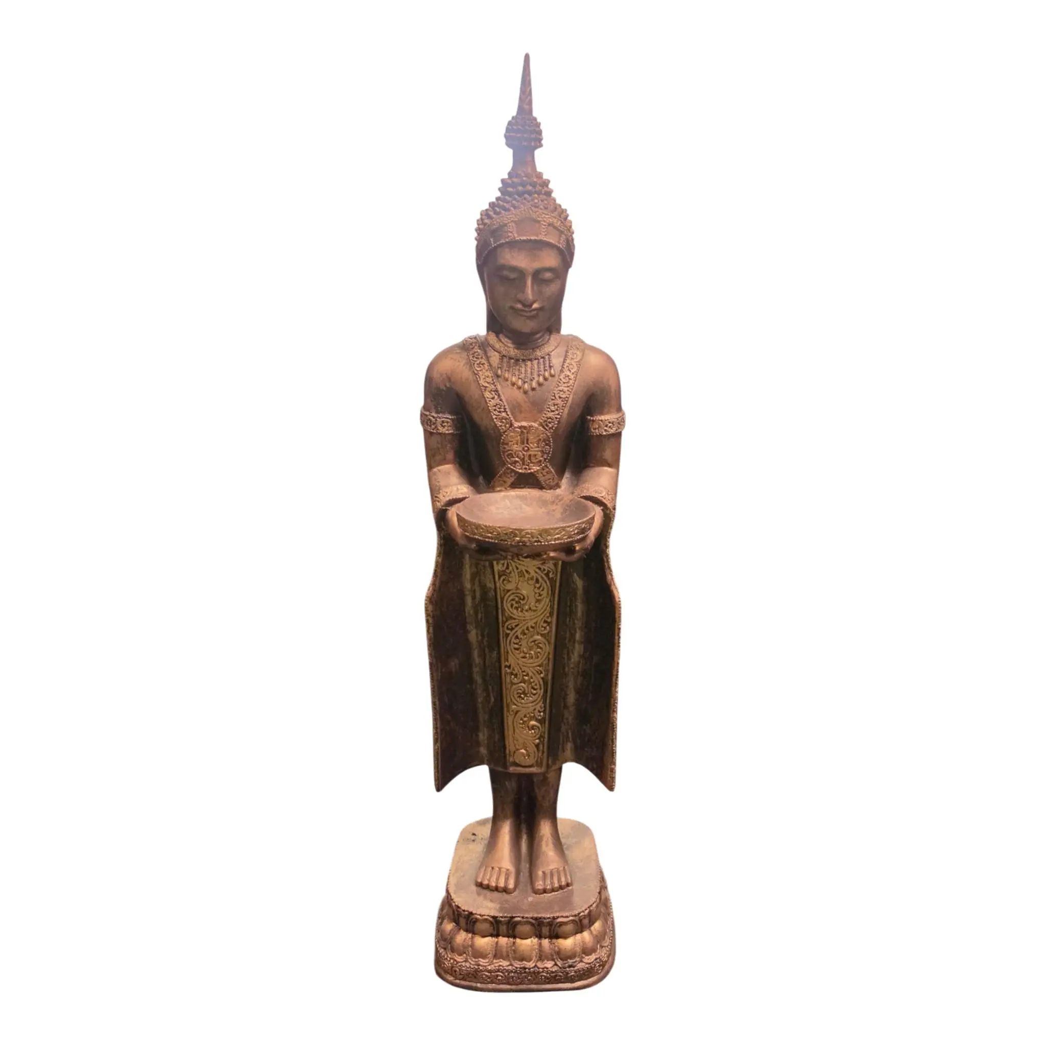 Figur Buddha mit Schale 75 x 16 cm gold