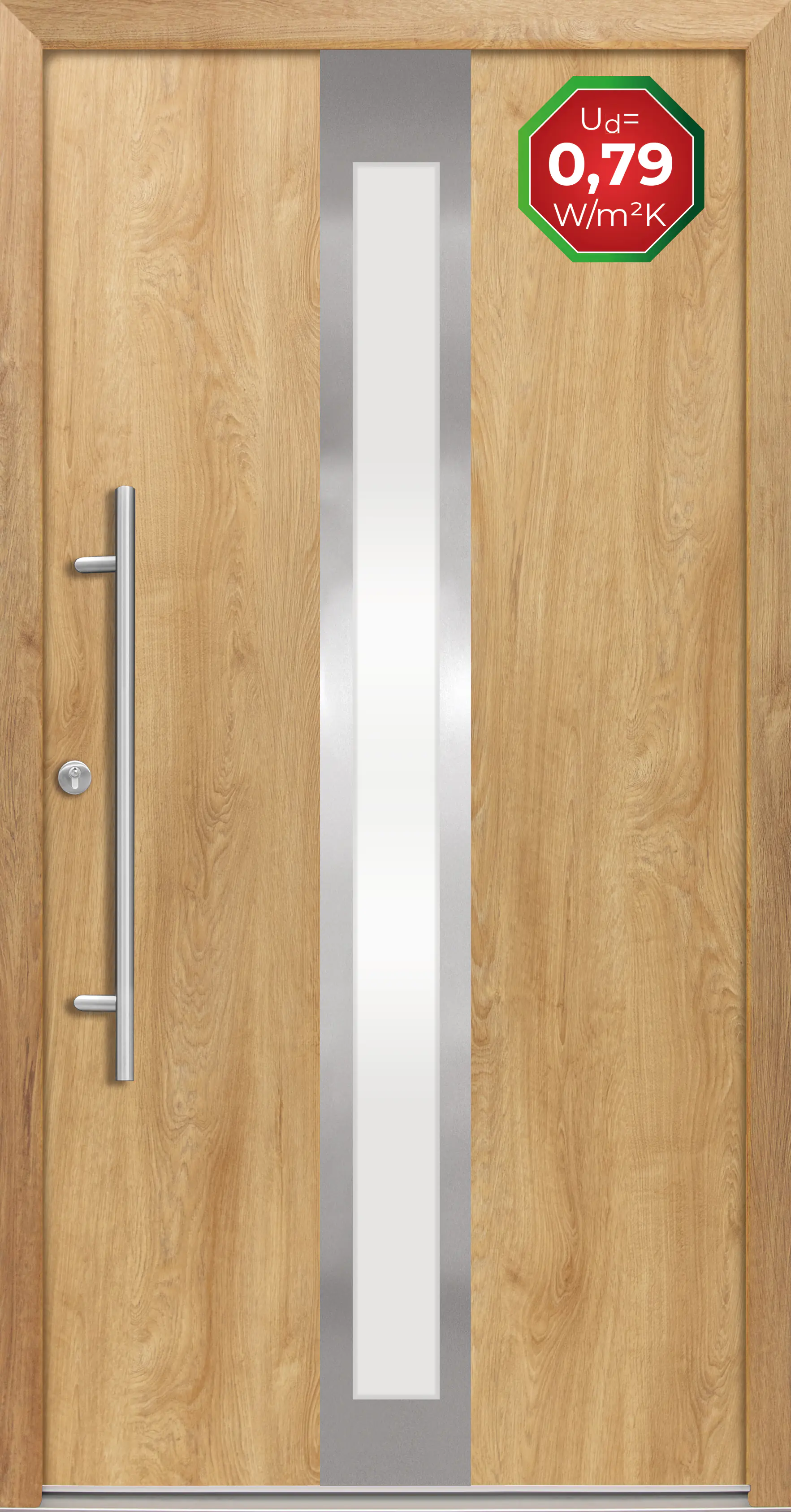 Splendoor Haustür Passivedoor Premium B01 Eiche Natur DIN Links 100 x 210 cm