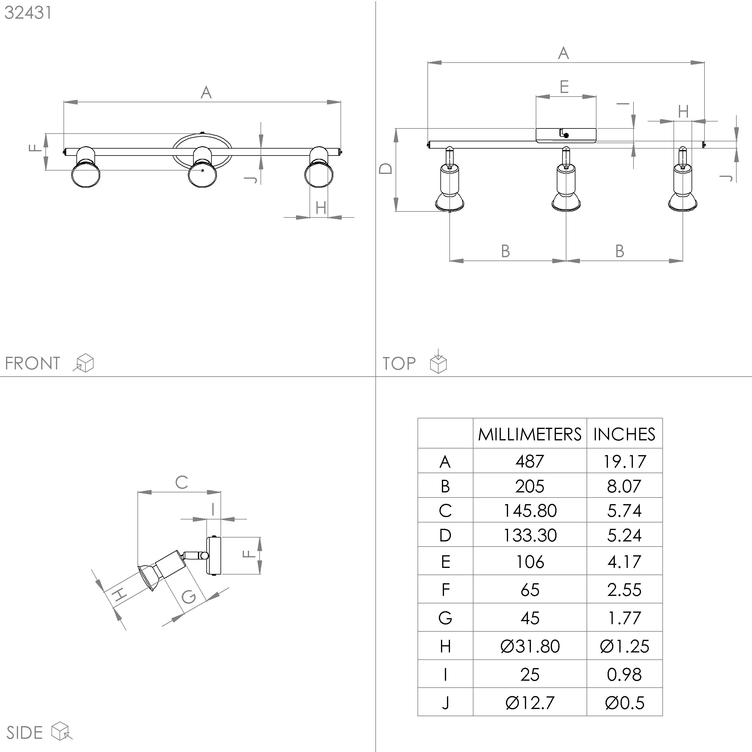 Eglo 3er LED Spot Buzz schwarz 48,5 x 6,5 cm GU10 Eglo 3er LED Spot Buzz schwarz 48,5 x 6,5 cm GU10