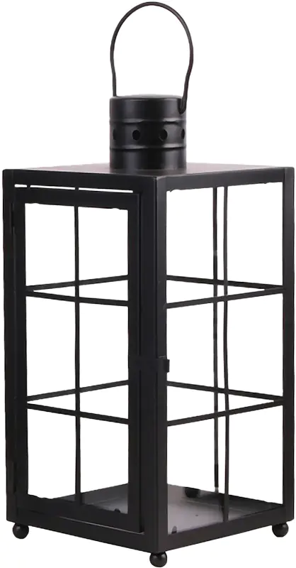 TrendLine Deko Eisen-Glas Laterne 35 x 16 x 16 cm schwarz