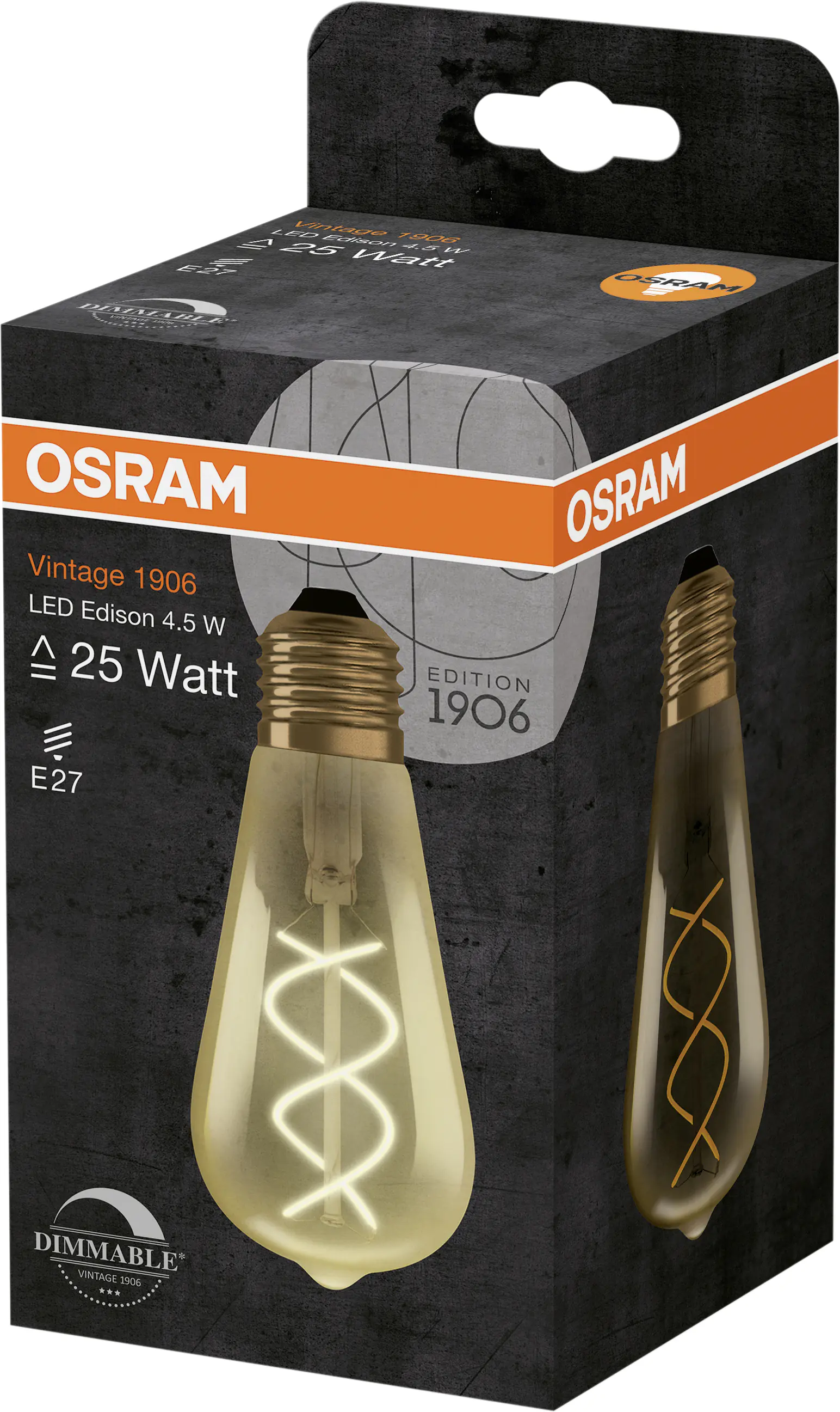 Osram LED Leuchtmittel Vintage 1906 Clas ST 25 E27 4 W dimmbar amber