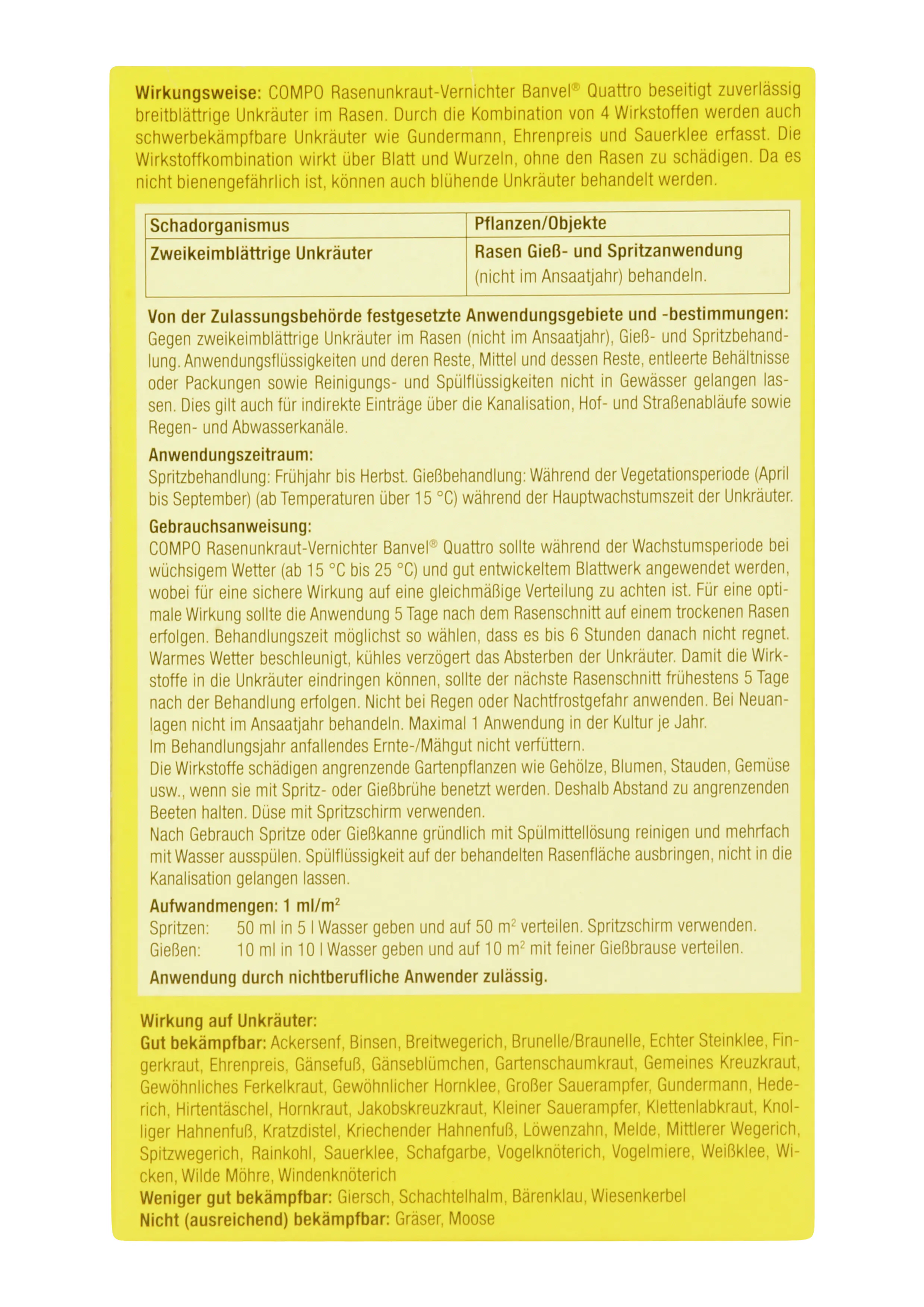 Compo Rasenunkrautvernichter Banvel Quattro 400 ml