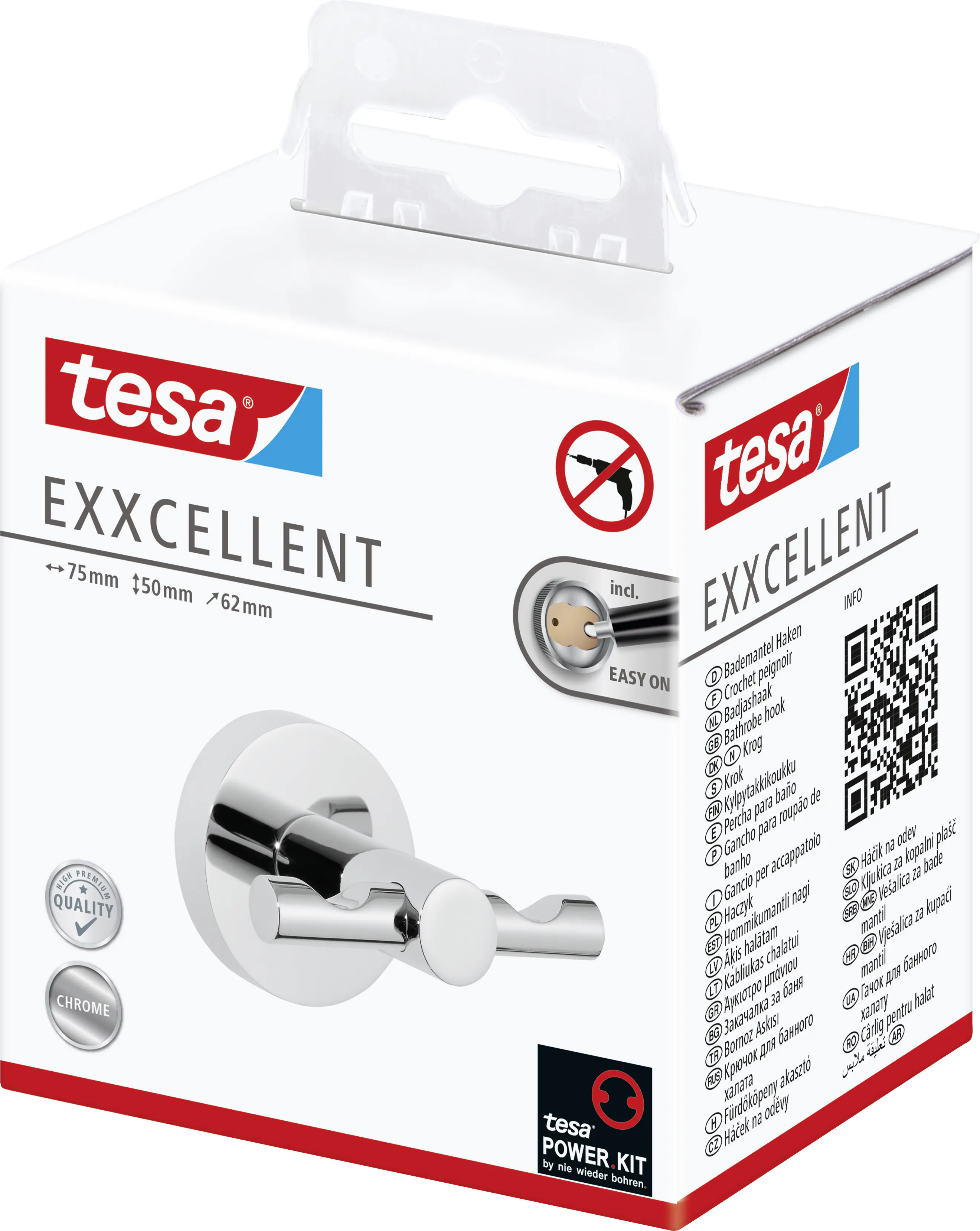 tesa Bademantelhaken Exxcellent Metall, chrom, rostfrei