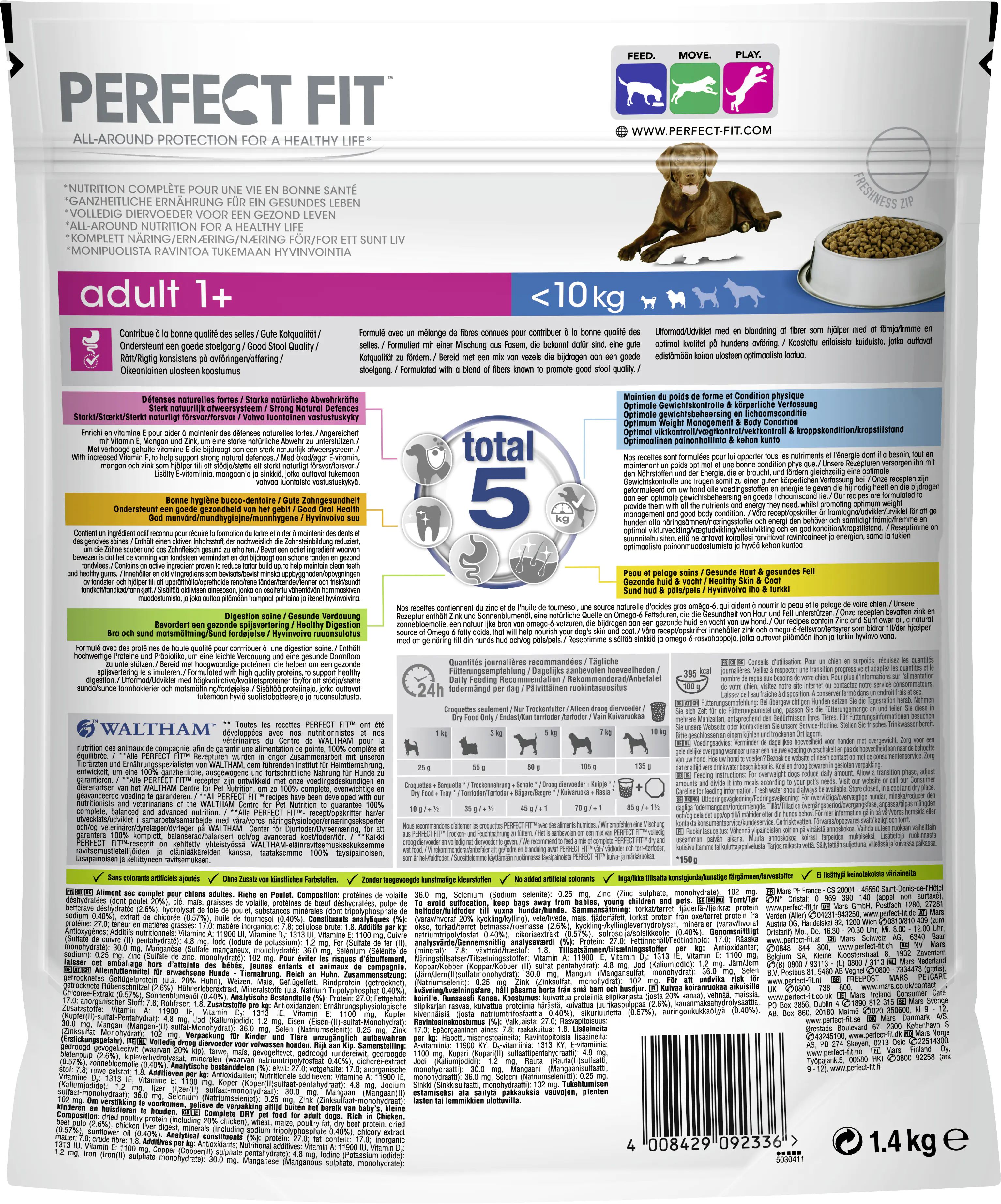 Perfect Fit Hundefutter Adult mit Huhn 1400 g Beutel, für Hunde unter 10kg