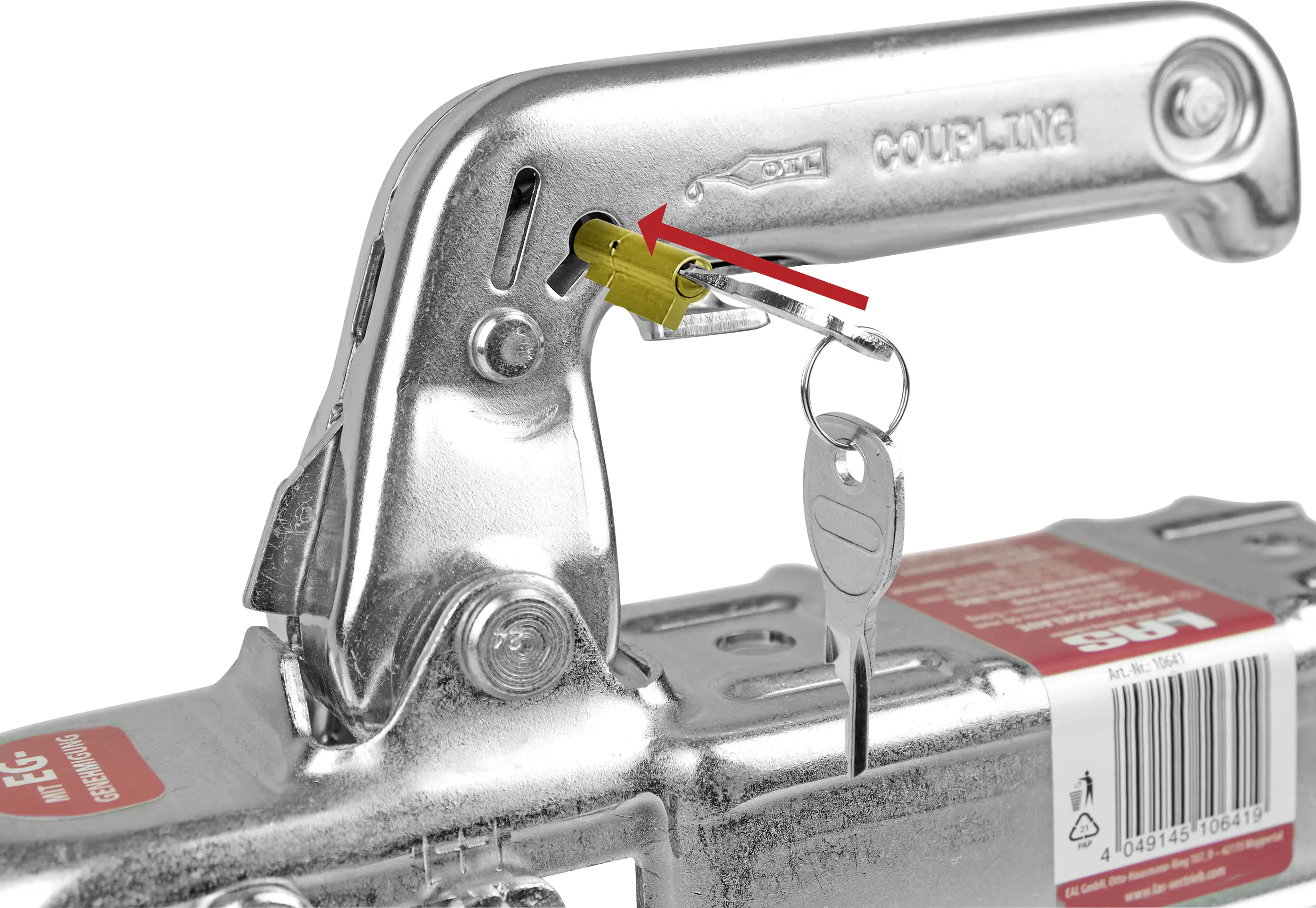 LAS Steckschloss für Kupplungsklaue mit 2 Schlüsseln