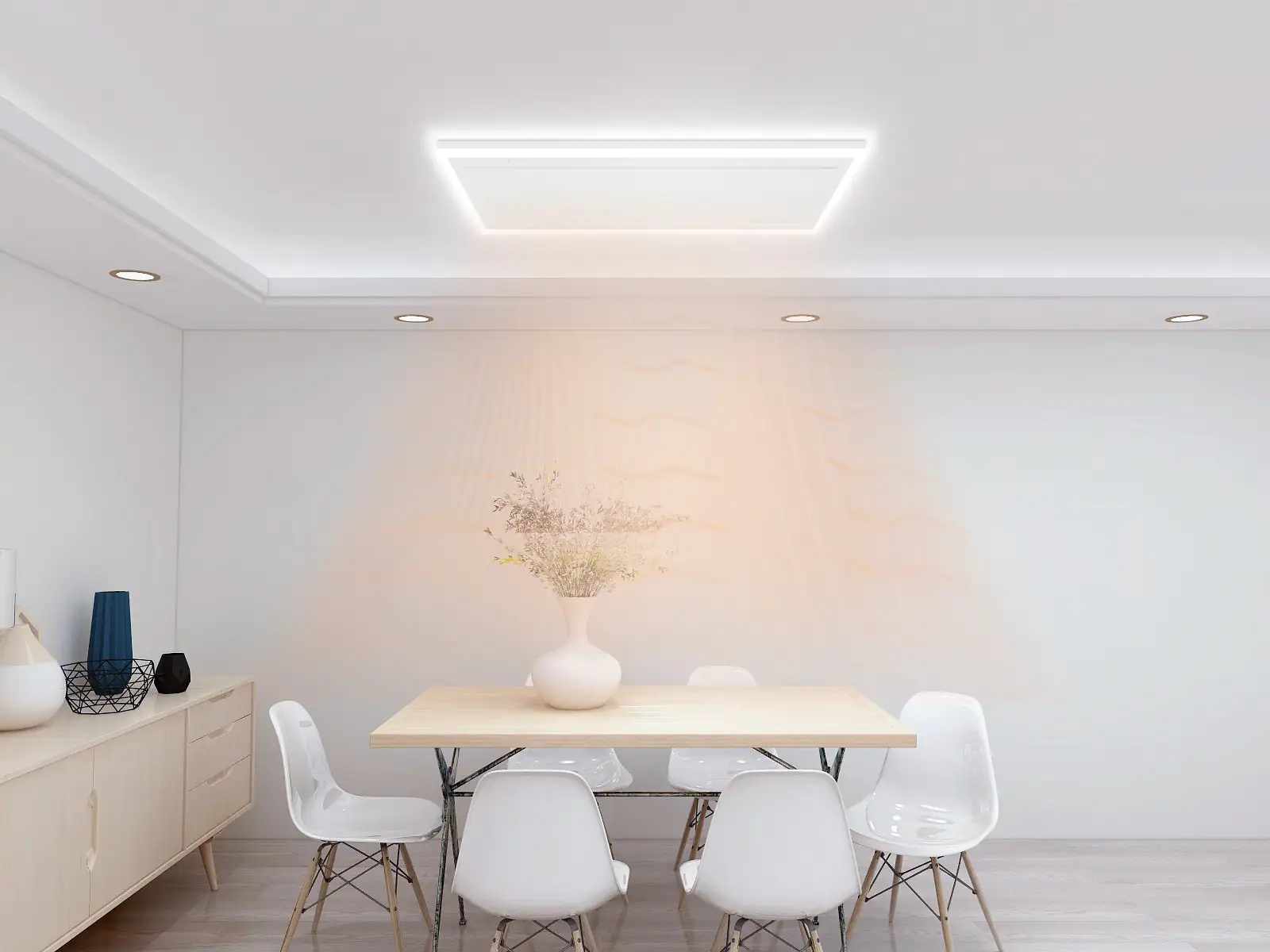 Infrarot Deckenheizkörper mit LED Licht 110 x 70 cm, weiß, 640 Watt Infrarot Deckenheizkörper mit LED Licht 110 x 70 cm, weiß, 640 Watt