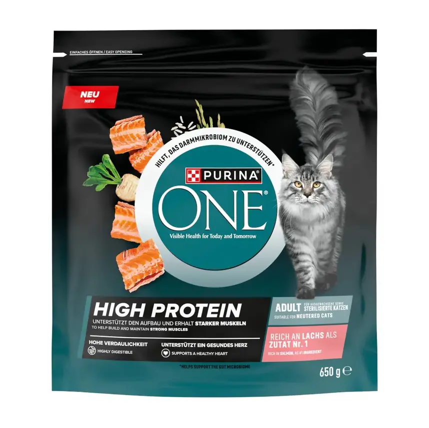 Purina One Katzentrockenfutter High Protein 650 g Lachs