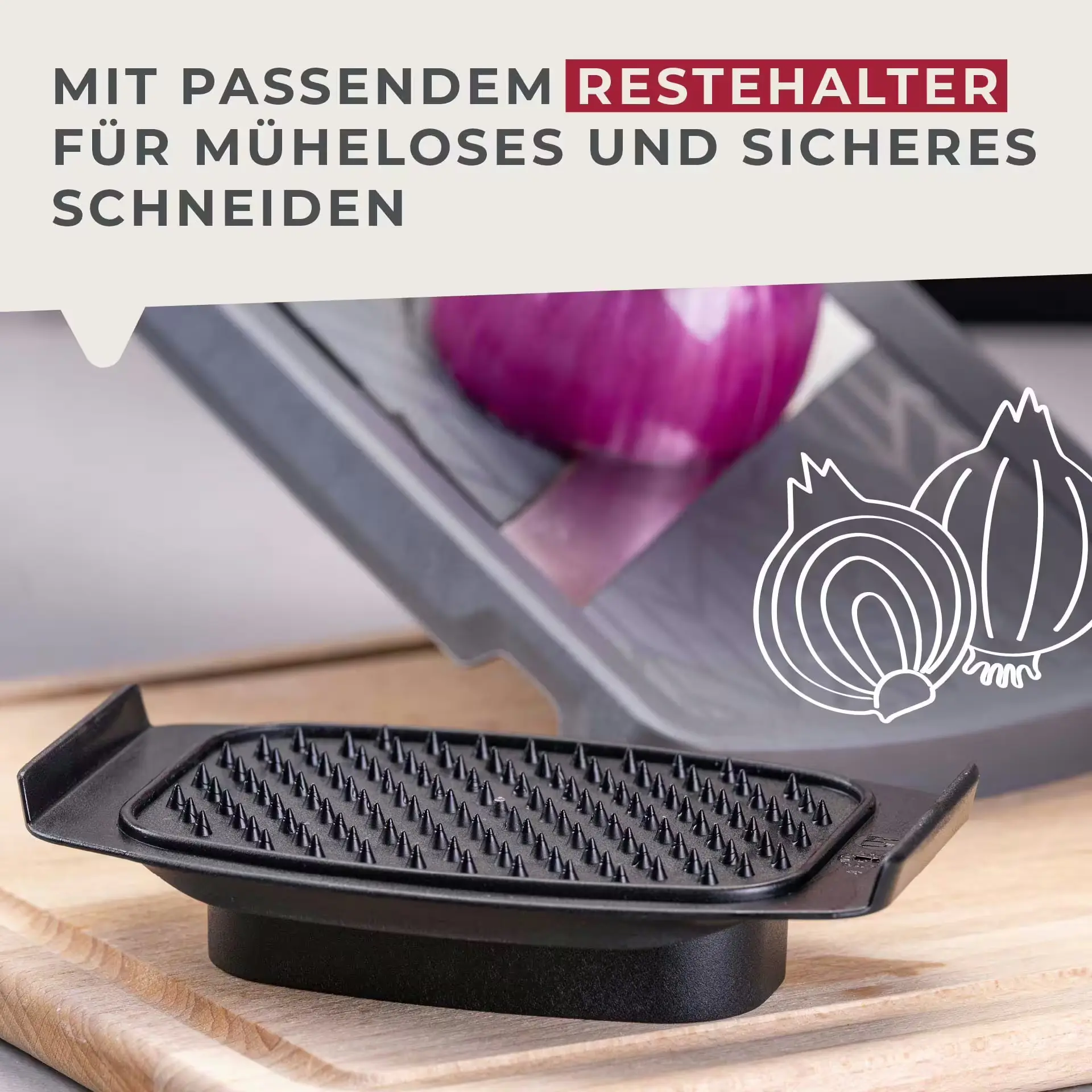 Fackelmann Gemüsehobel mit Restehalter aschgrau