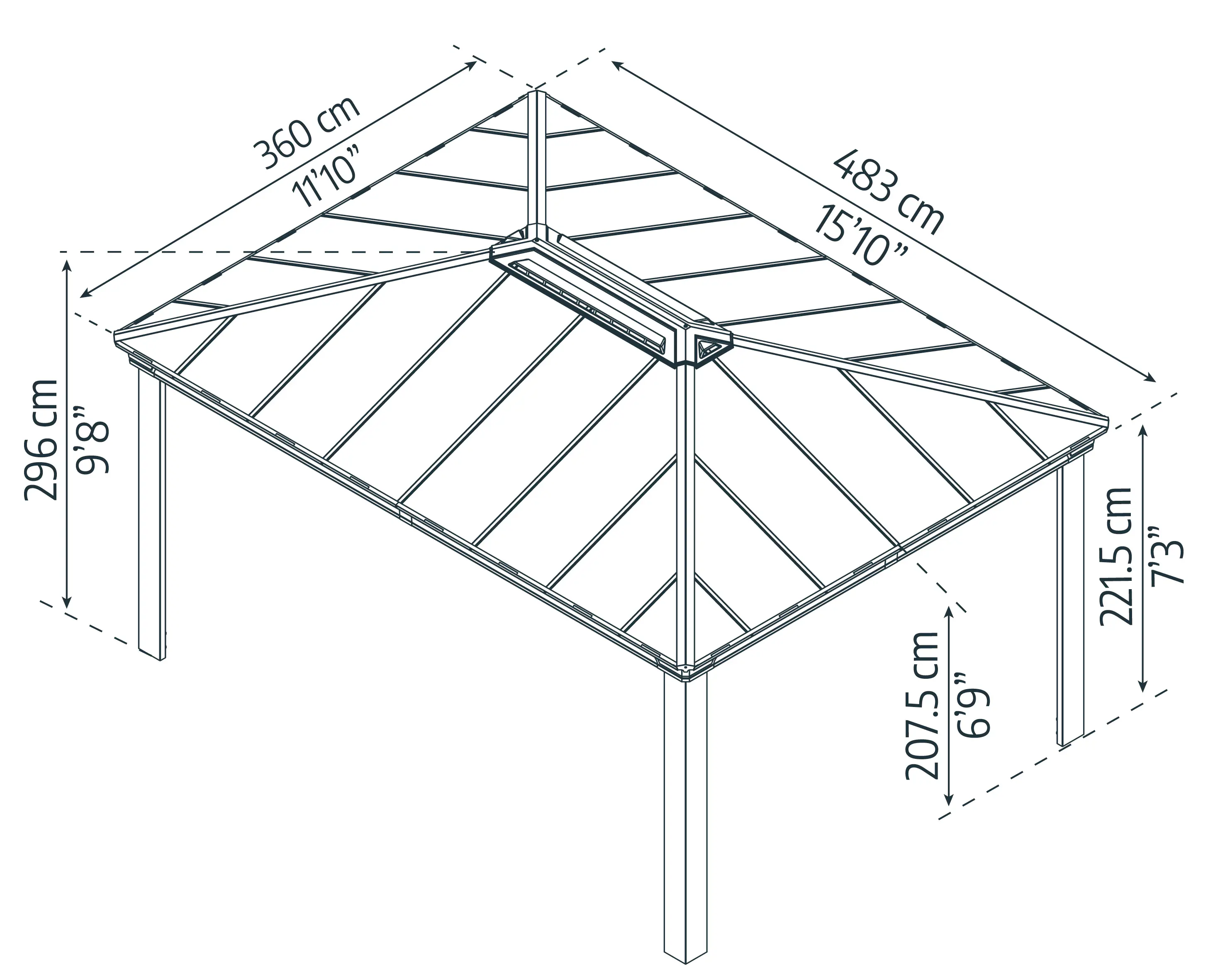 Canopia Pavillon Dallas 488 x 364 cm grau