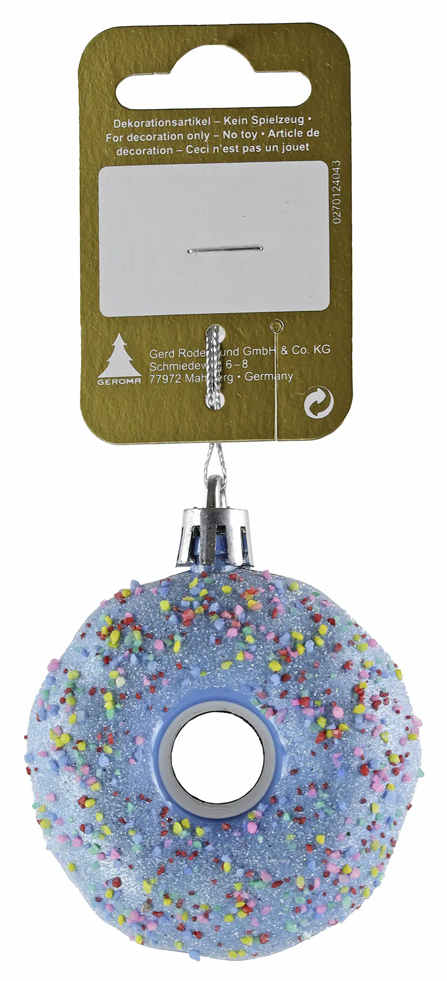 Weihnachtskugel Donut aus Kunststoff Ø 6 x 3 cm hellblau 1 Stück