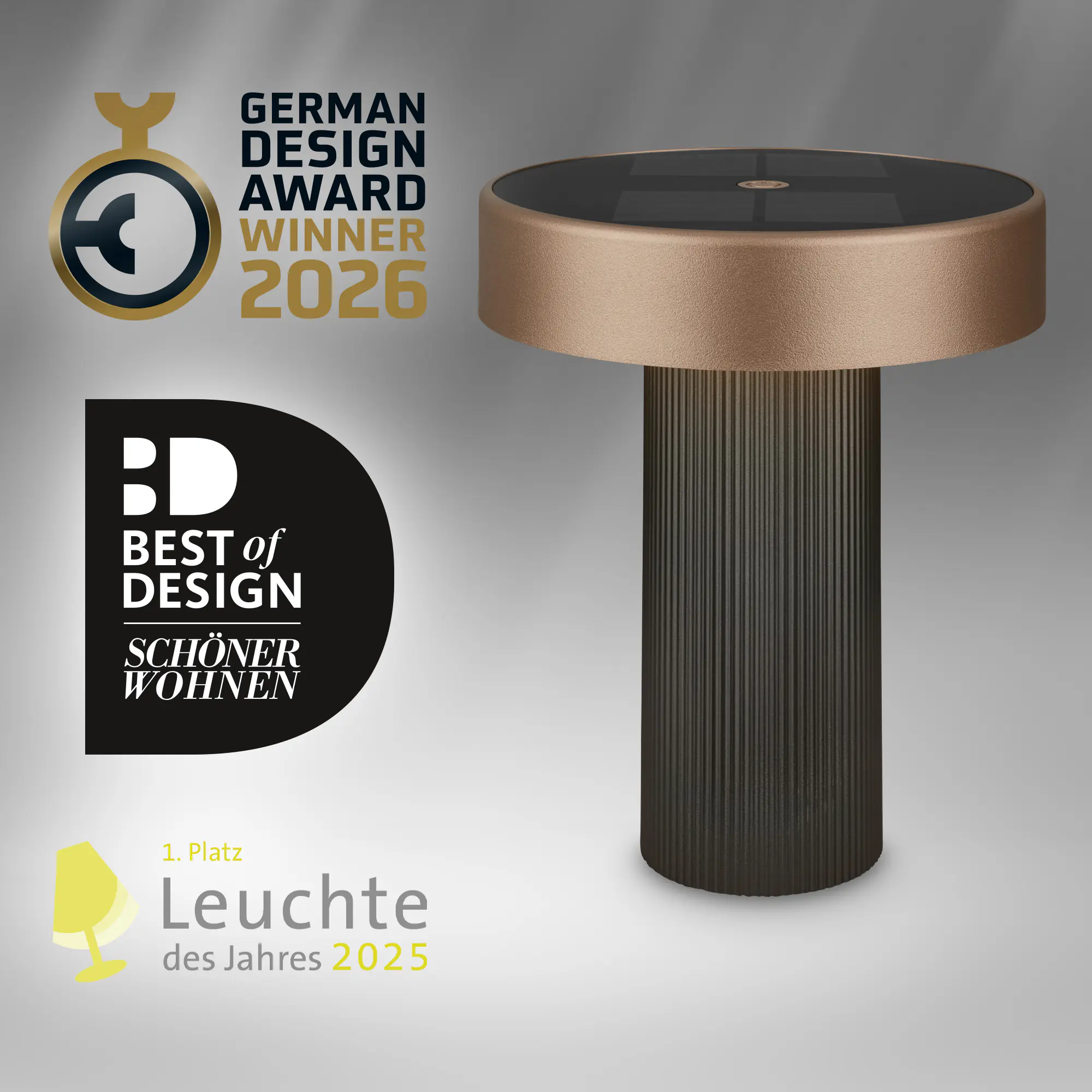 Briloner LED Solar-Tischleuchte Poga Ø 16 x 20 cm warmweiß anthrazit-bronze dimmbar