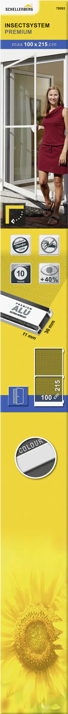 Schellenberg Fliegenschutz-Tür PREMIUM 100 x 215 cm weiß/weiß kürzbar