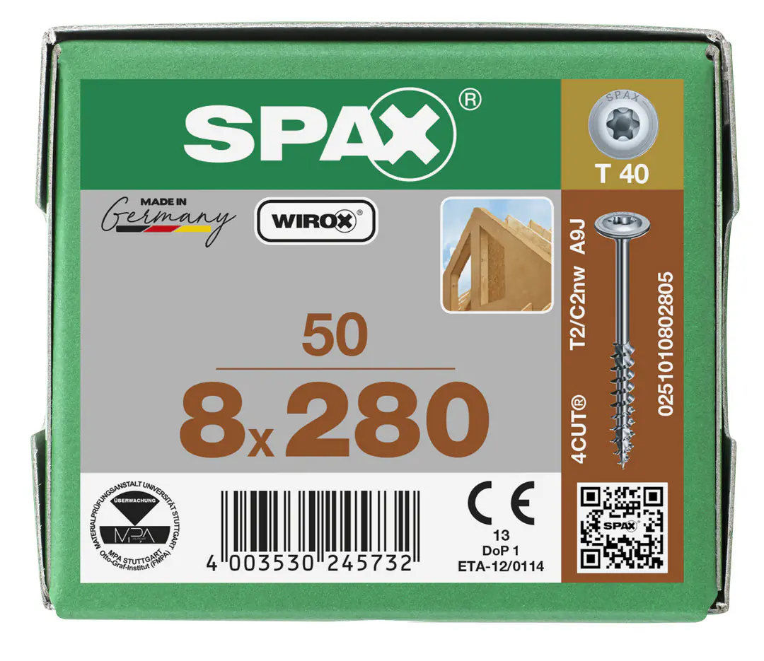 Spax Holzbauschrauben 8.0 x 280 mm TX 40 Tellerkopf - 50 Stk.