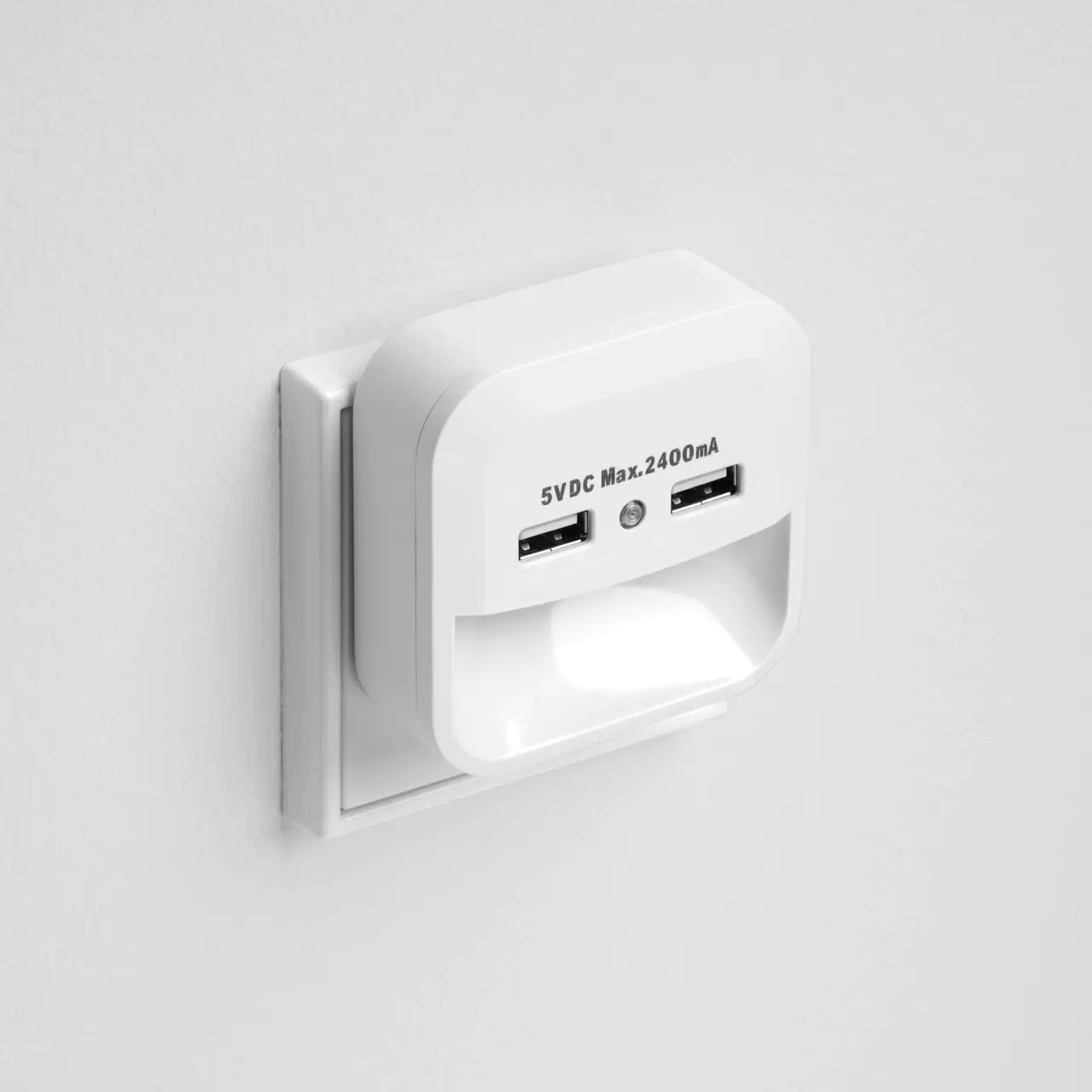 REV LED Nachtlicht 2 USB Steckdosen Dämmerungsautomatik