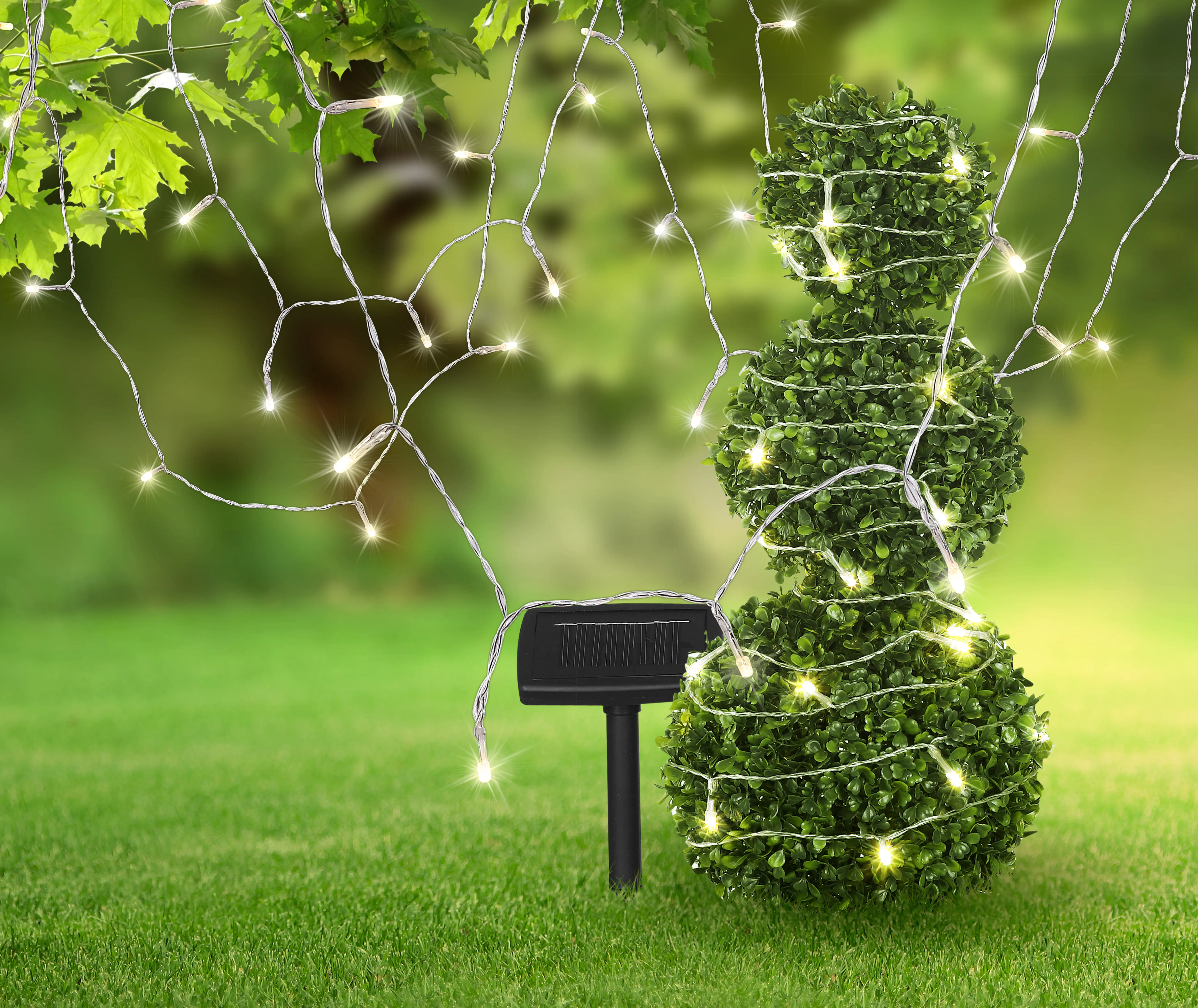 Globo LED Außen-Solar-Lichterkette 10m 50 LED warmweiß
