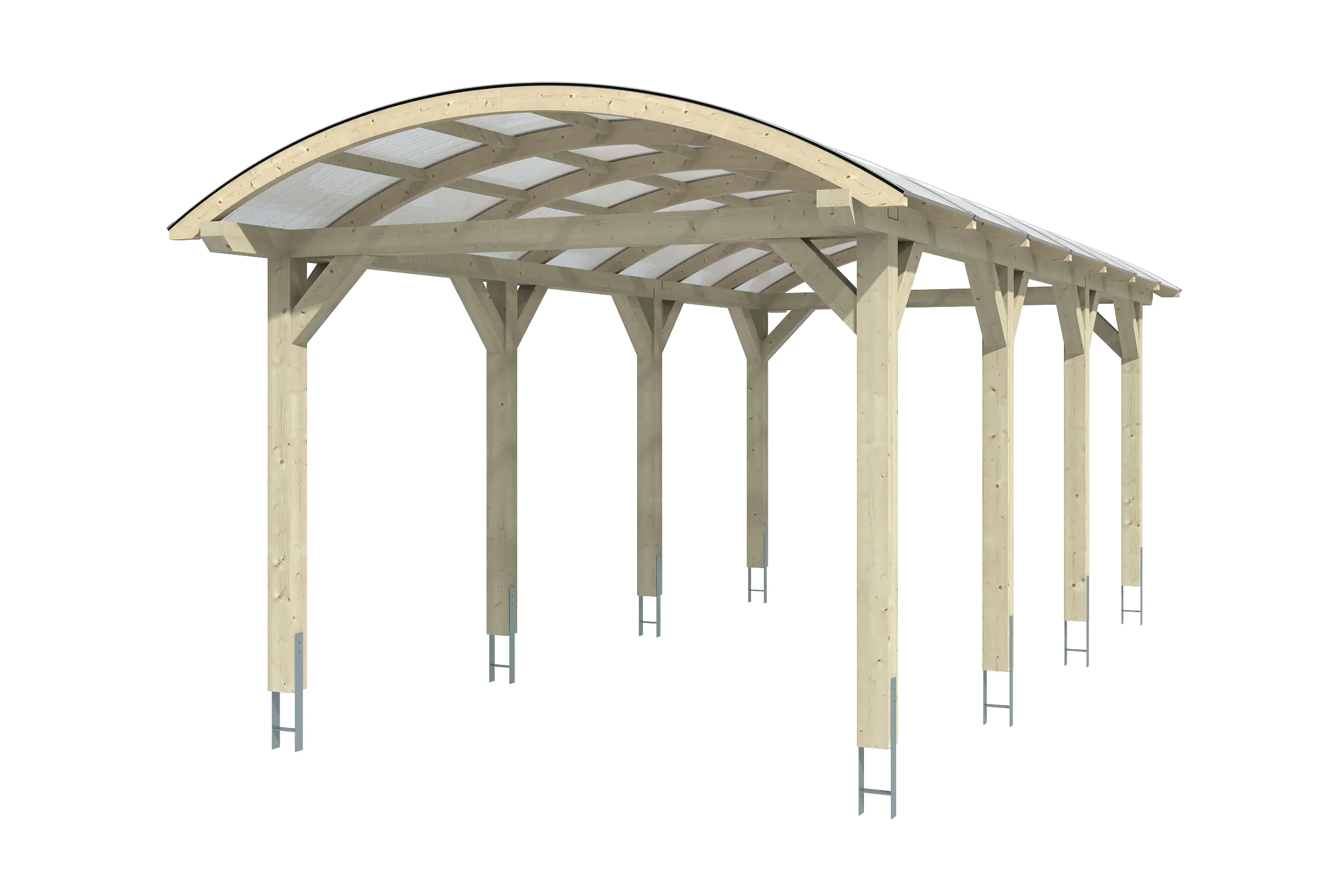 SKAN HOLZ Bogendach-Carport Franken 376 x 755 cm, lasiert in Weiß
