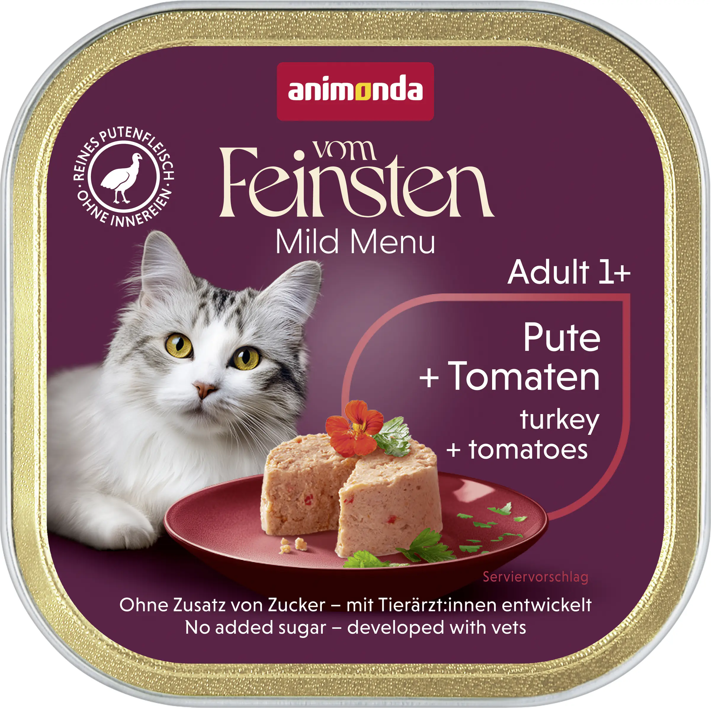 Vom Feinsten Katzennassfutter Mildes Menü Pute & Tomaten, 100g