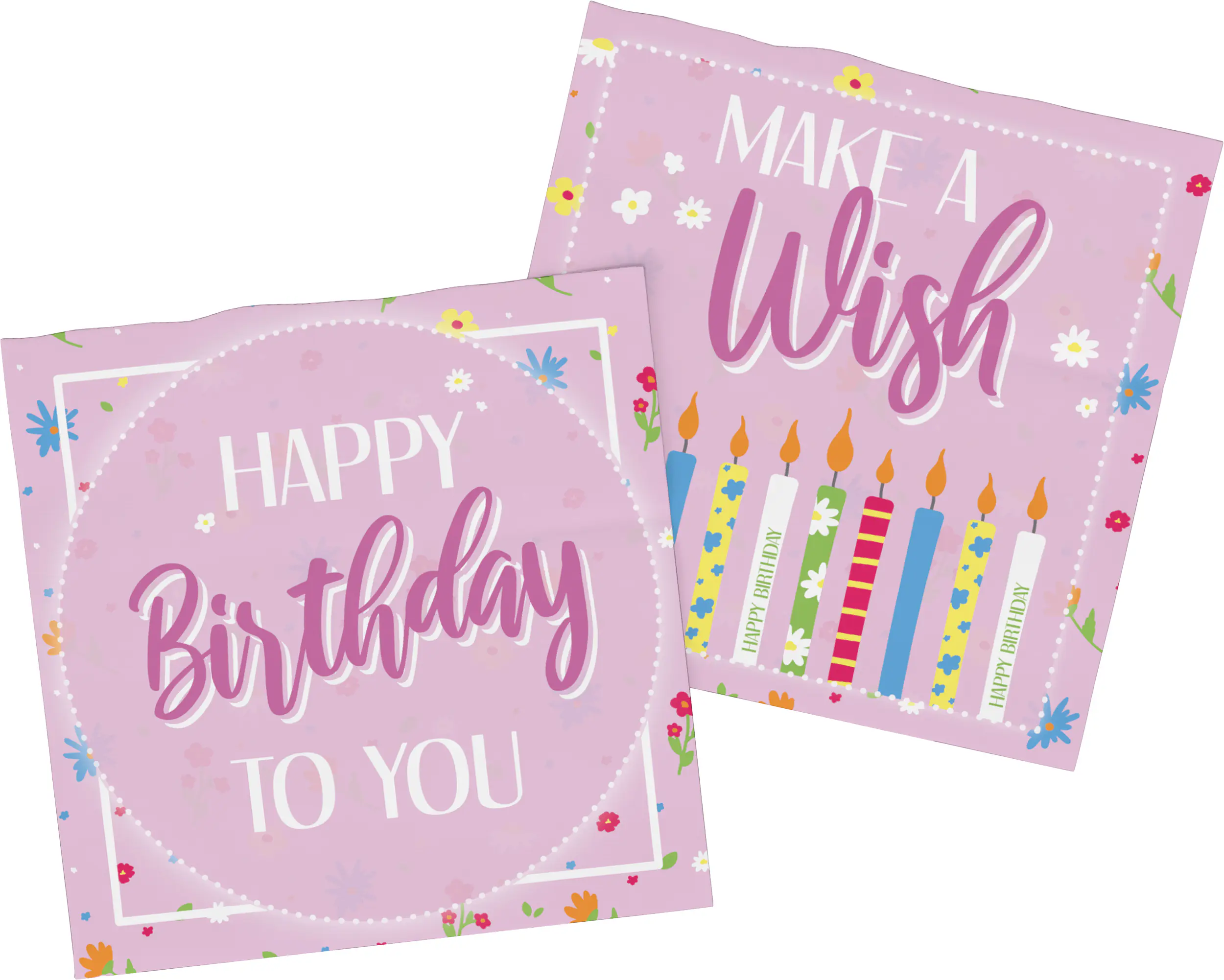 Servietten Happy Birthday rosa Ø 16,5 cm 20er Pack