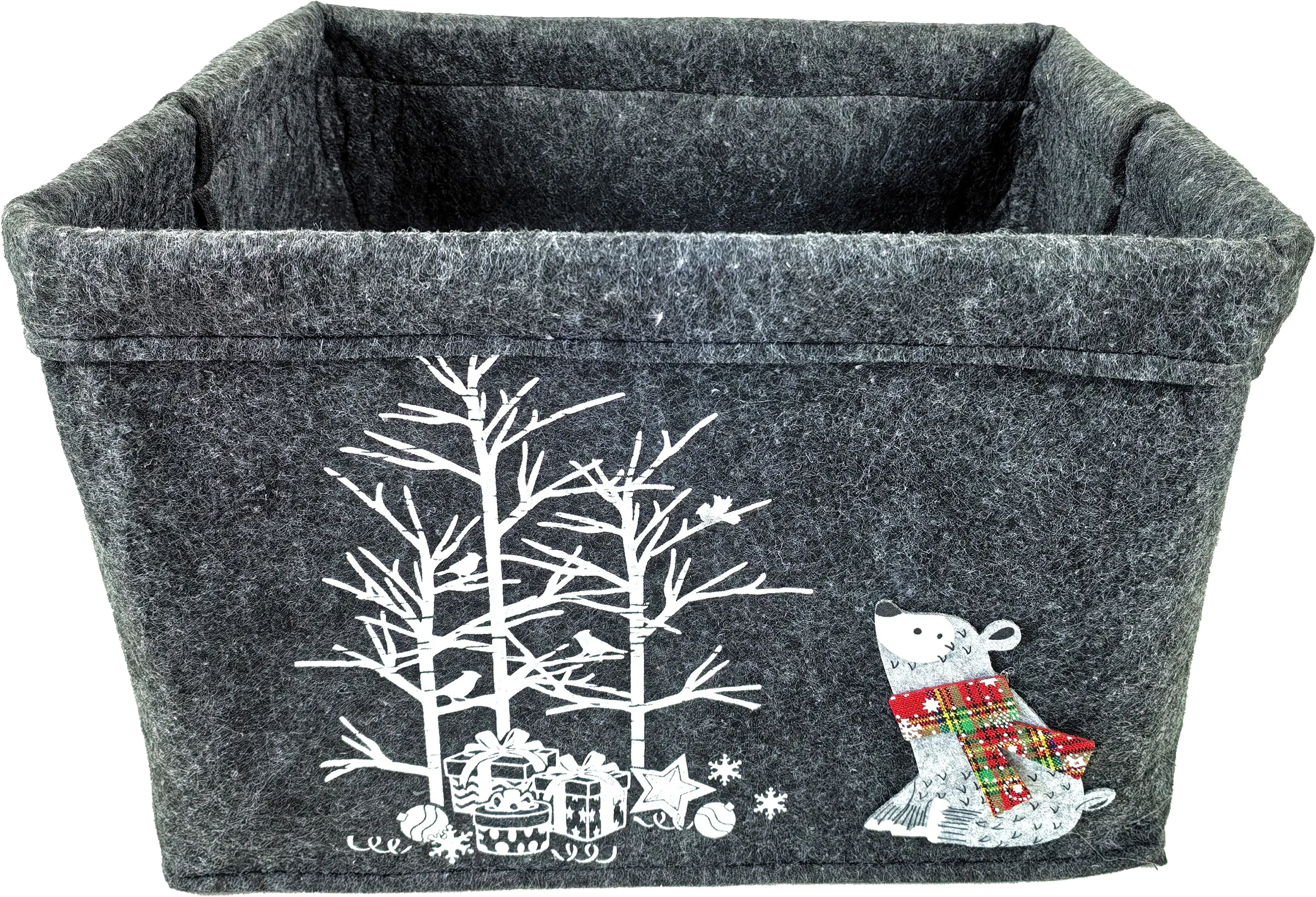 TrendLine Deko Korb Filz Weihnachten 36 x 28 x 23 cm grau