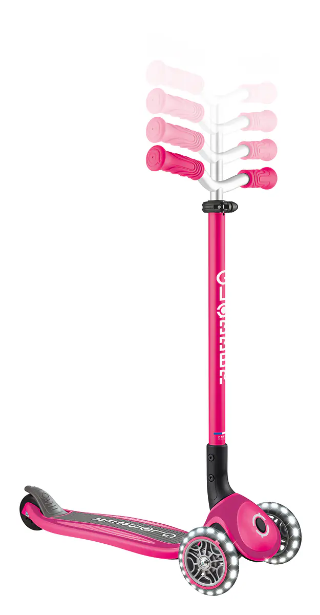 Globber Scooter für Kinder Master mit Leuchtrollen Lights pink/schwarz