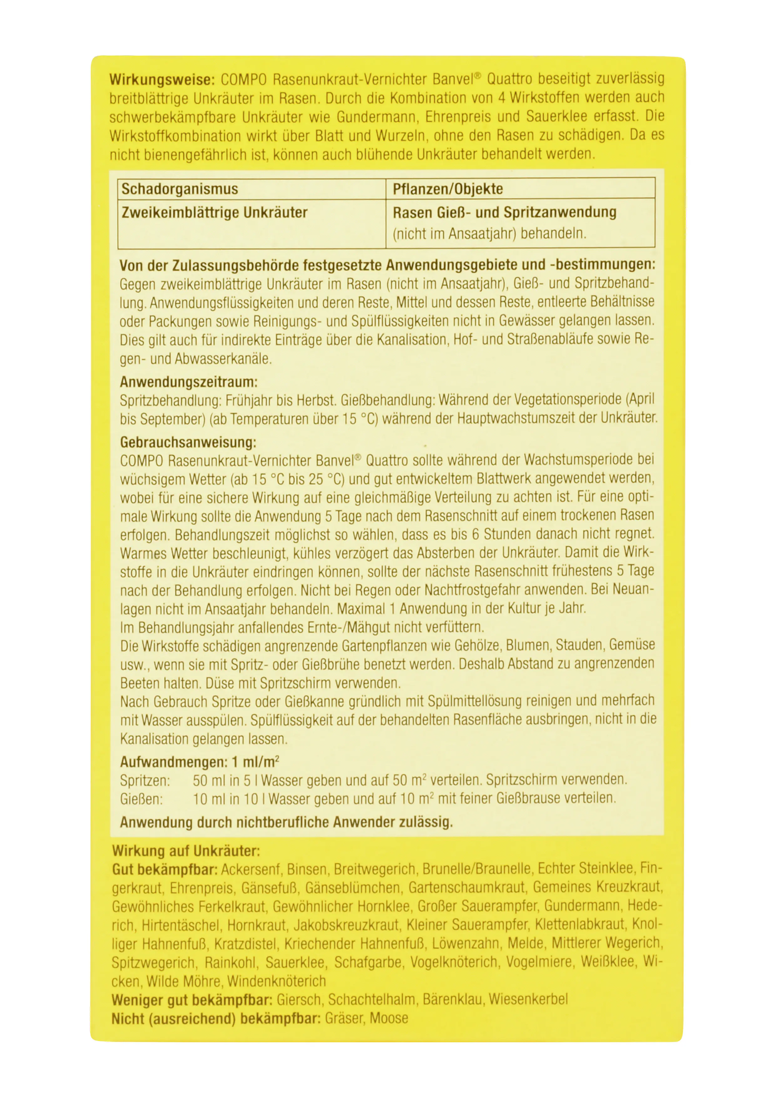 Compo Rasenunkrautvernichter Banvel Quattro 150 ml