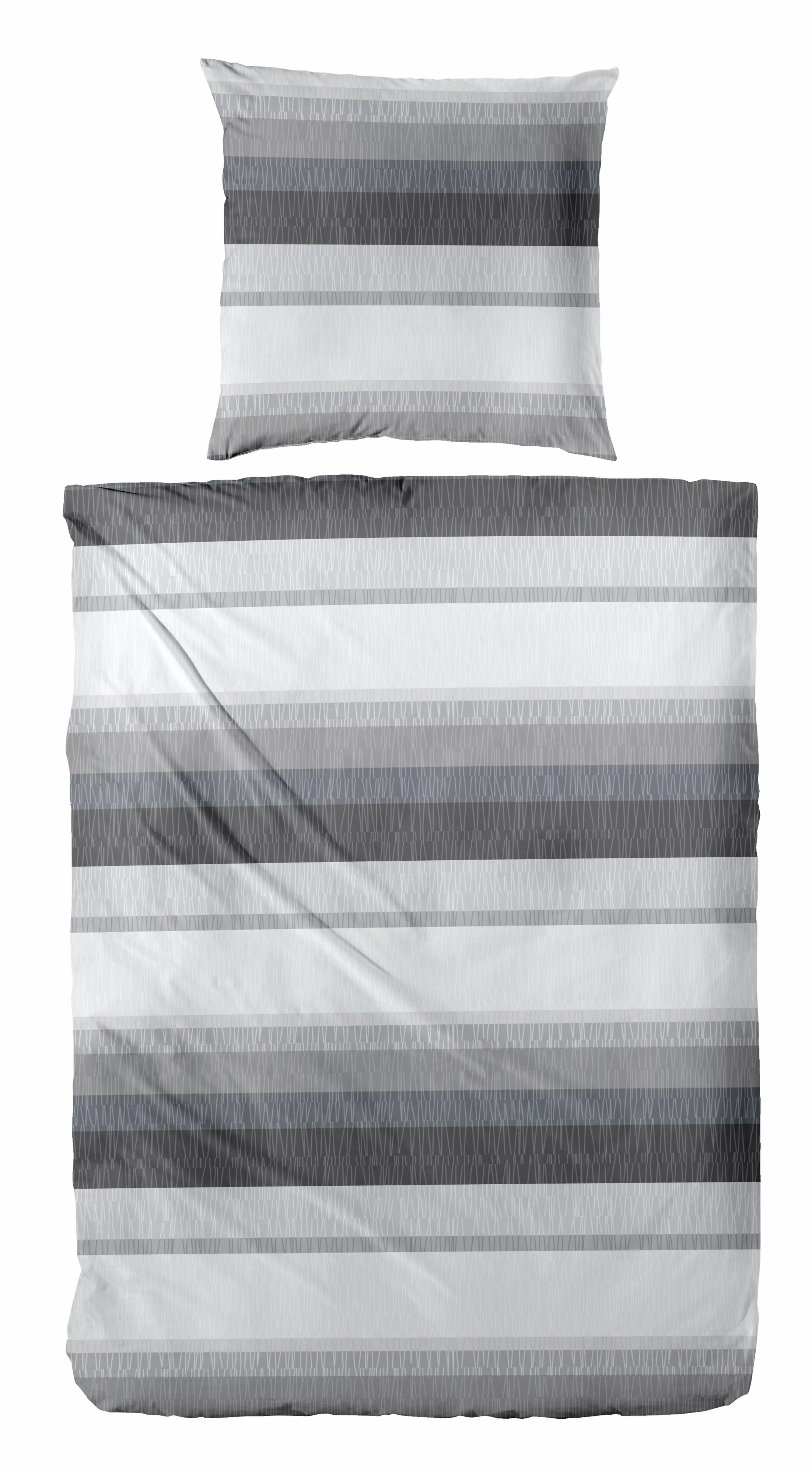 Biber Bettwäsche Streifen 135 x 200 cm grau/schwarz