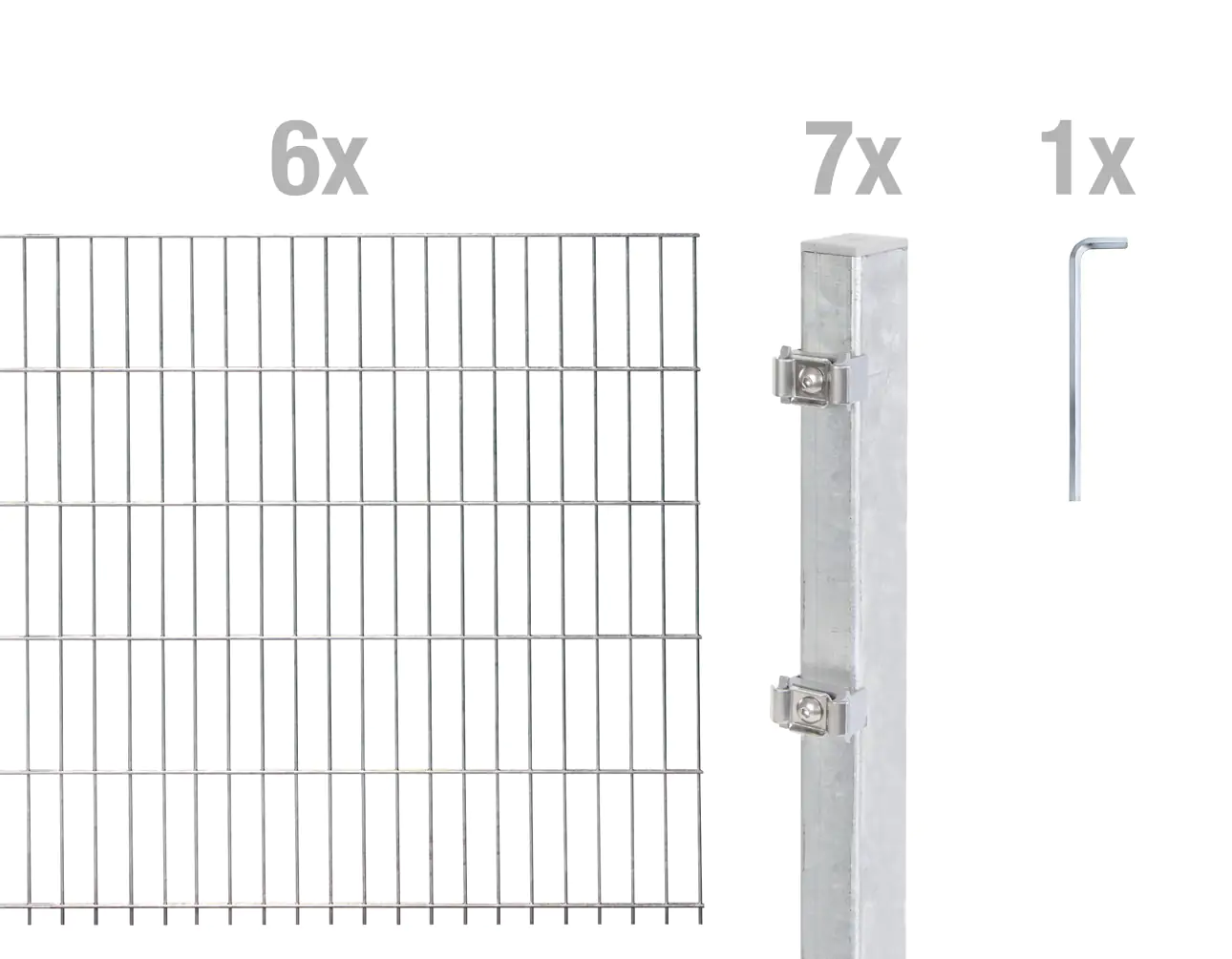 Alberts Doppelstabmatten-Grundset 12 m 200 x 80 cm 6/5/6 feuerverzinkt