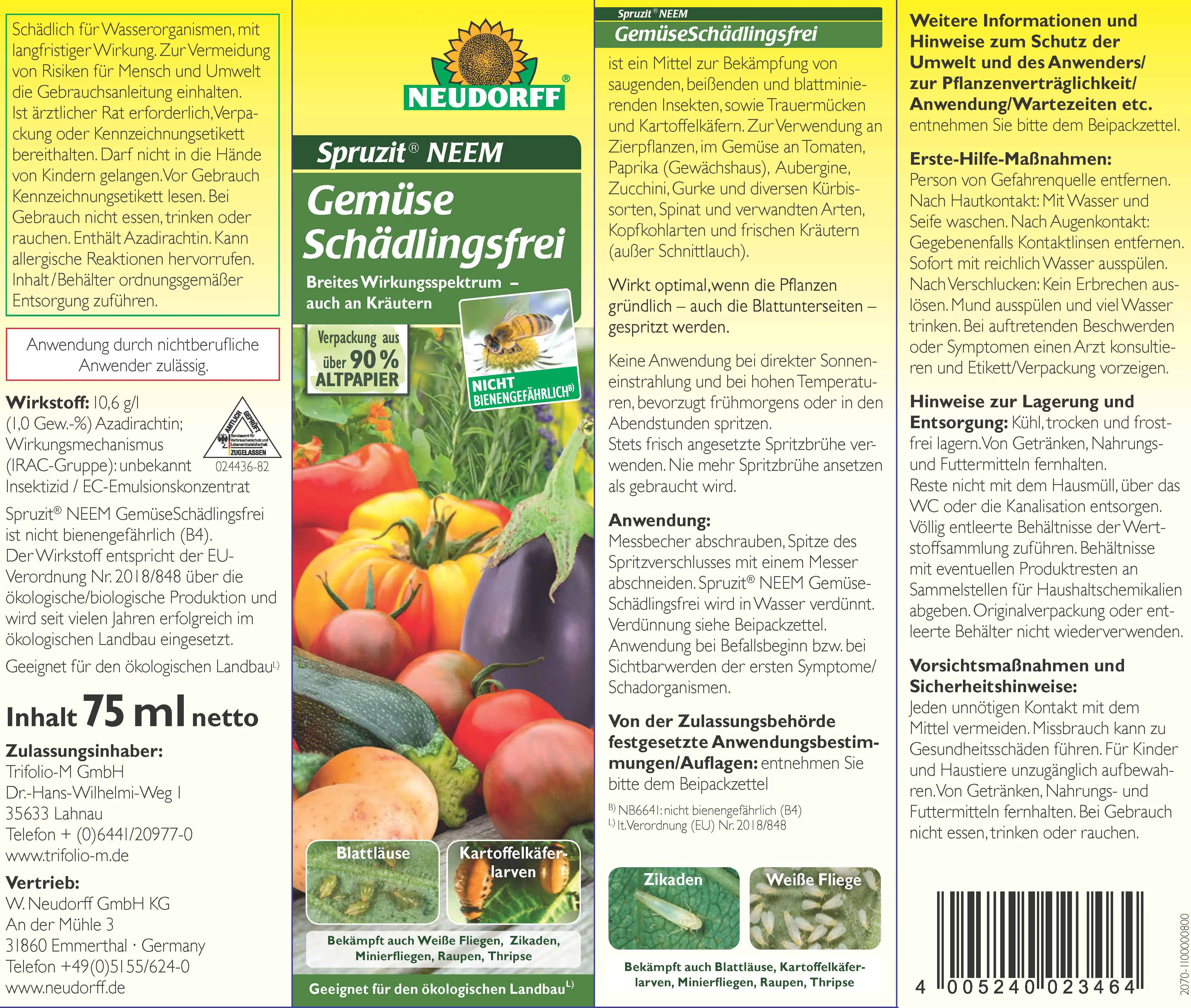 Spruzit NEEM GemüseSchädlingsfrei 75 ml