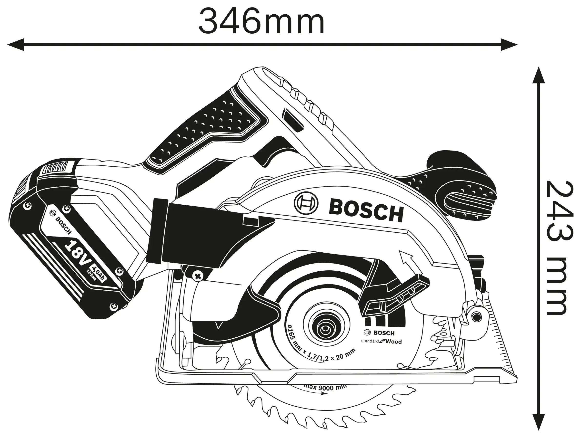 Bosch Professional Akku-Kreissäge GKS 18V-LI Solo in L-BOXX