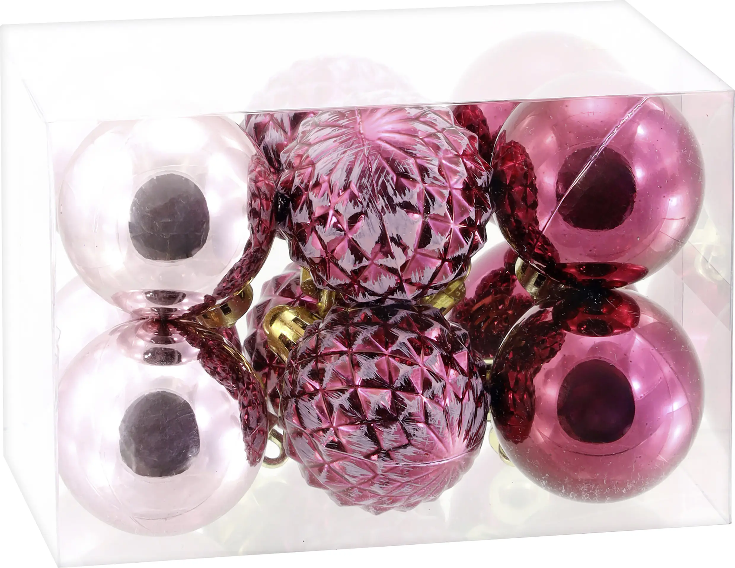 Weihnachtskugel aus Kunststoff Ø 4 cm burgundy/rose - 12 Stück