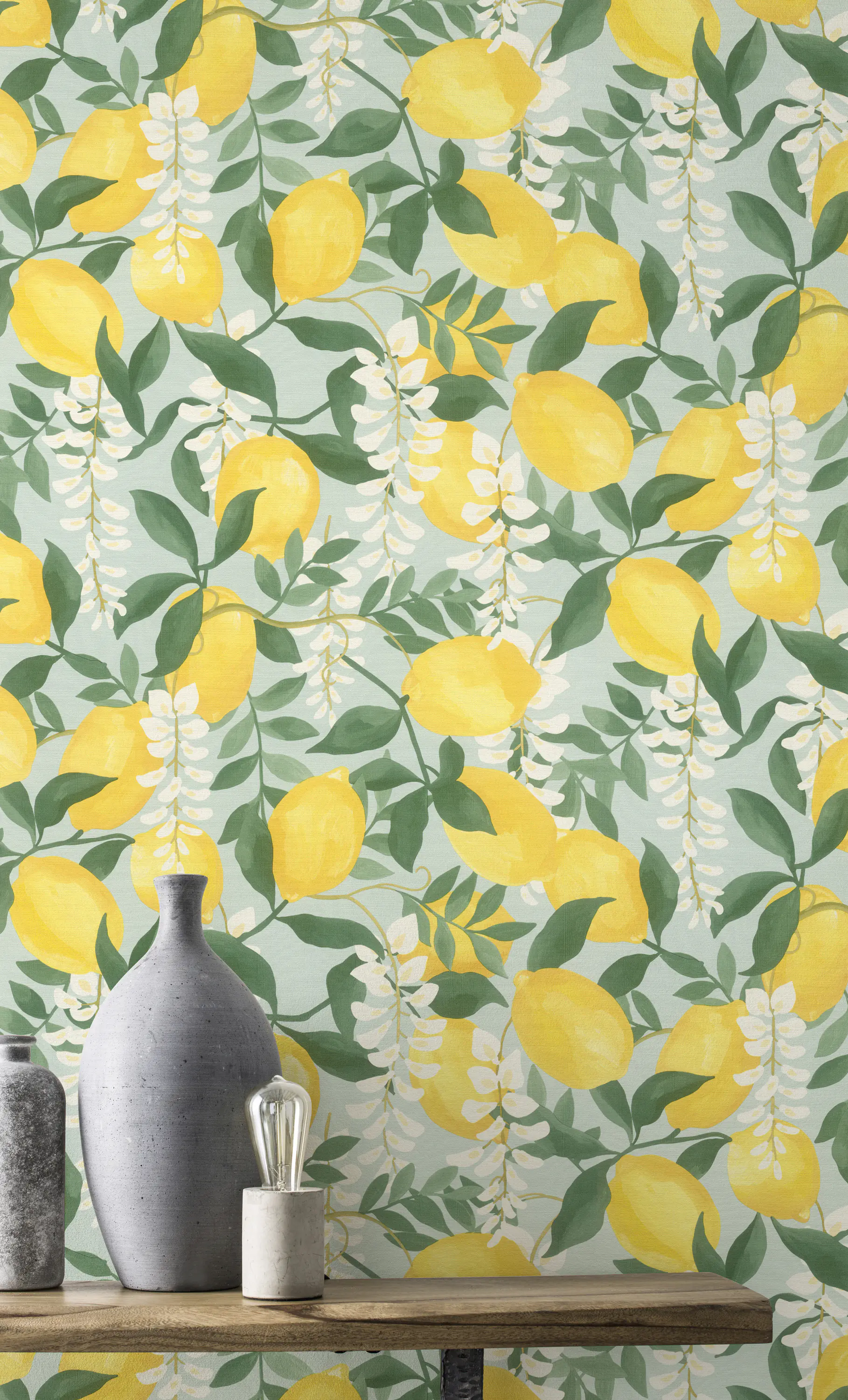 Tesa x Rasch selbstklebende Tapete Portofino Zitronen gelb grün 6 x 0,53 m 