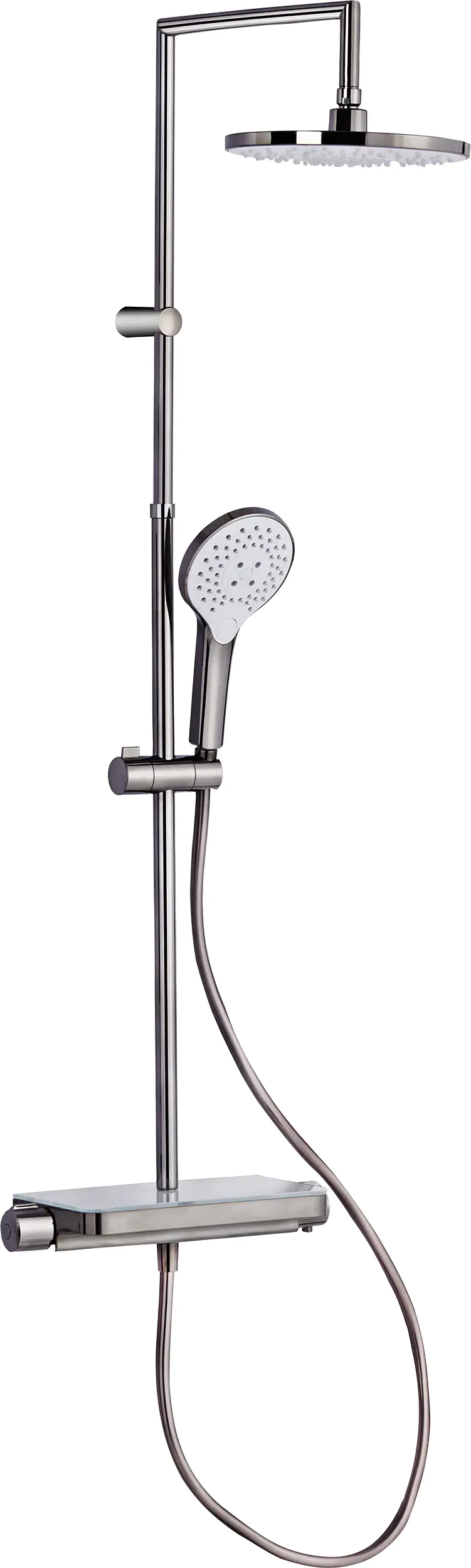4333692065856 Primaster Duschsystem mit Thermostatarmatur und Ablage Prag silbergrau 3 Strahlarten