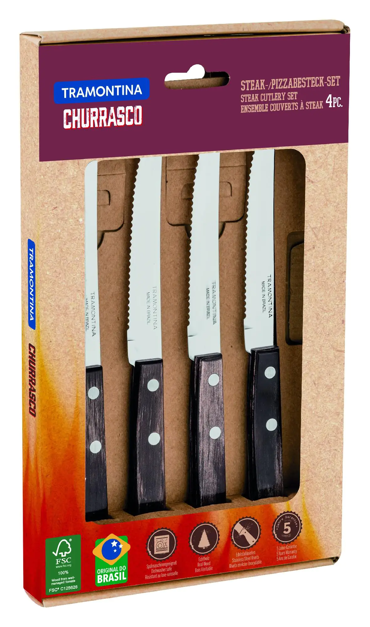 Tramontina Steak- Pizzamesser 4 teiliges Set