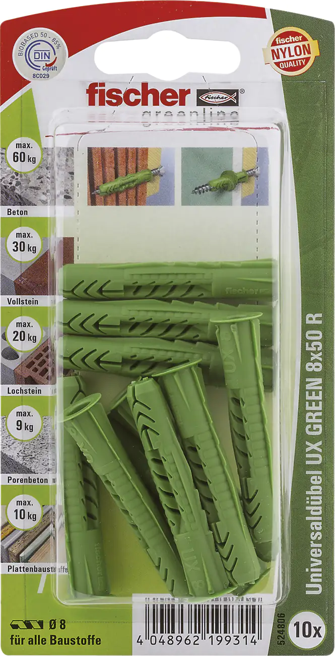 Fischer Universaldübel UX green Fischer Universaldübel UX green 8.0 x 50 mm - 10 Stück
