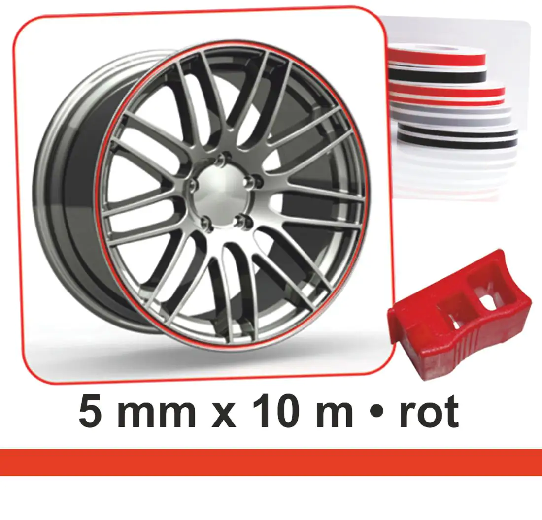 4002341340957 Hermann Schütz Zierstreifen Wheel-Stripes für Autofelgen rot 5mm x 10m