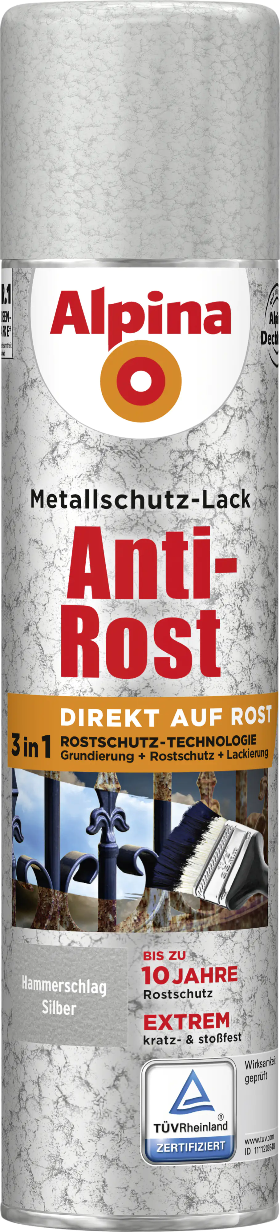 Alpina Sprühmetallschutz-Lack Hammerschlag 400 ml silber Alpina Sprühmetallschutz-Lack Hammerschlag 400 ml silber