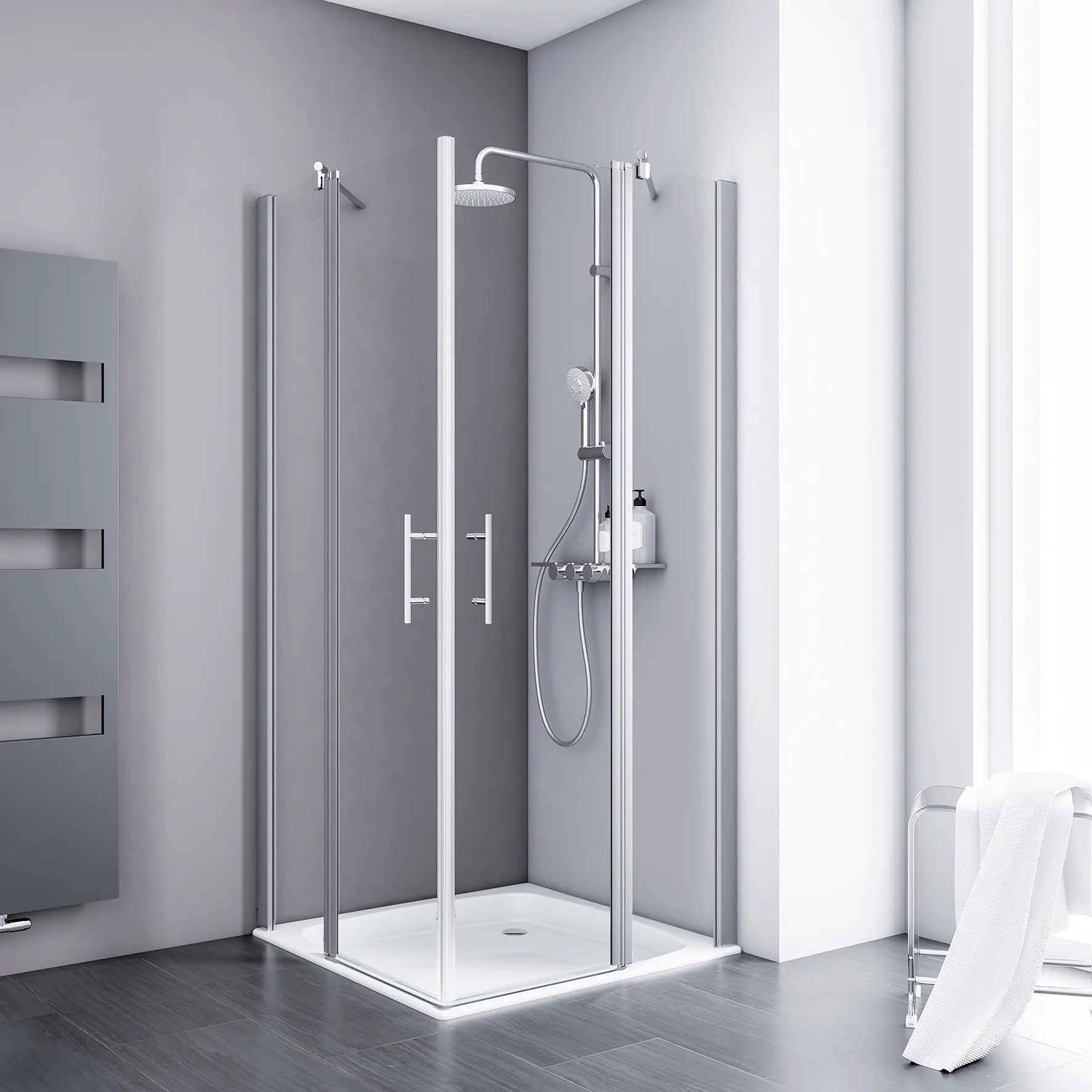 Schulte Eckeinstieg Duschwanne 90 x 90 x 192 cm Alexa Style 2.0