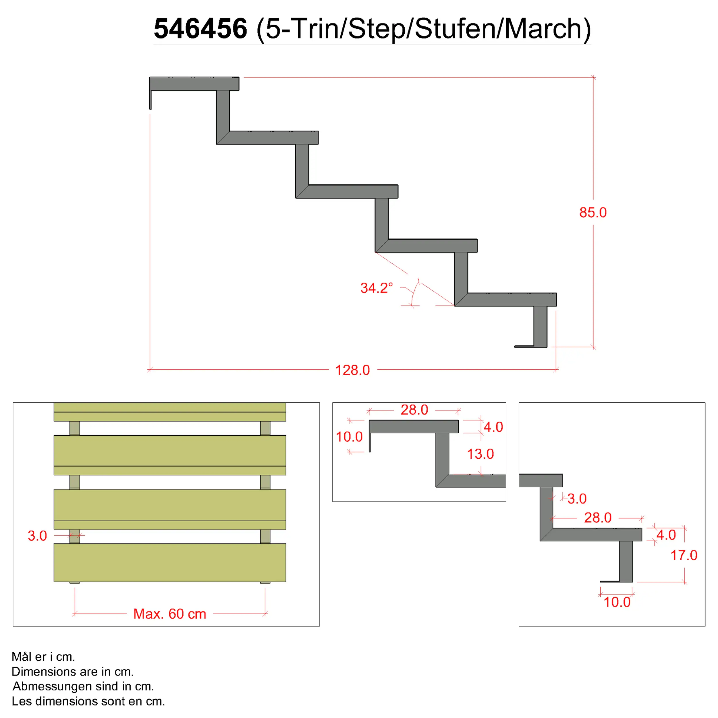Plus Stahltreppenwange verzinkt 17 cm Stufenhöhe mit Beschlag
