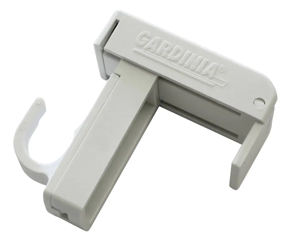 Gardinia Klemmträger für Vitragestangen weiß, mit Haken, 2 Stück