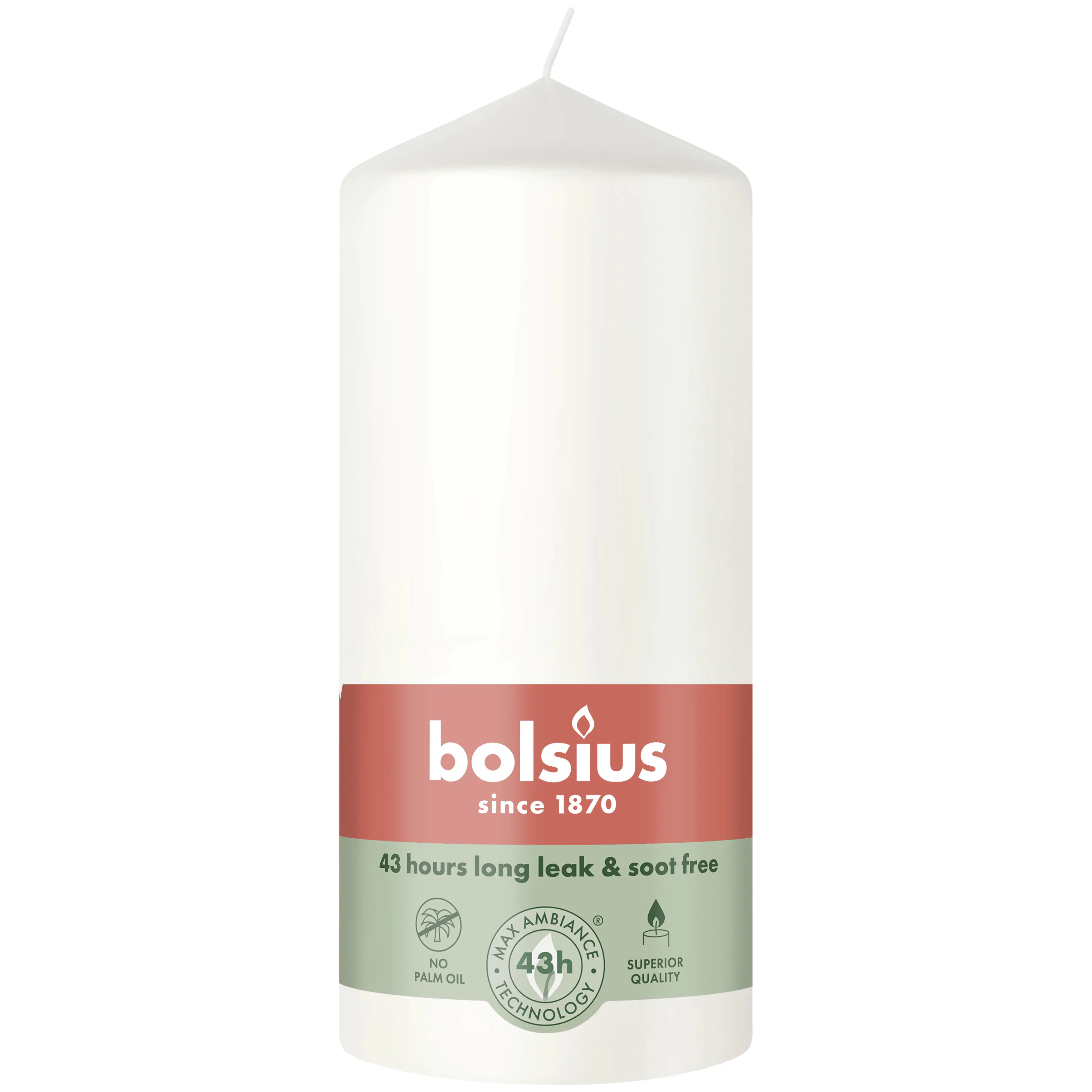 Bolsius Stumpenkerze Ø 6,8 x 13 cm wolkiges weiß