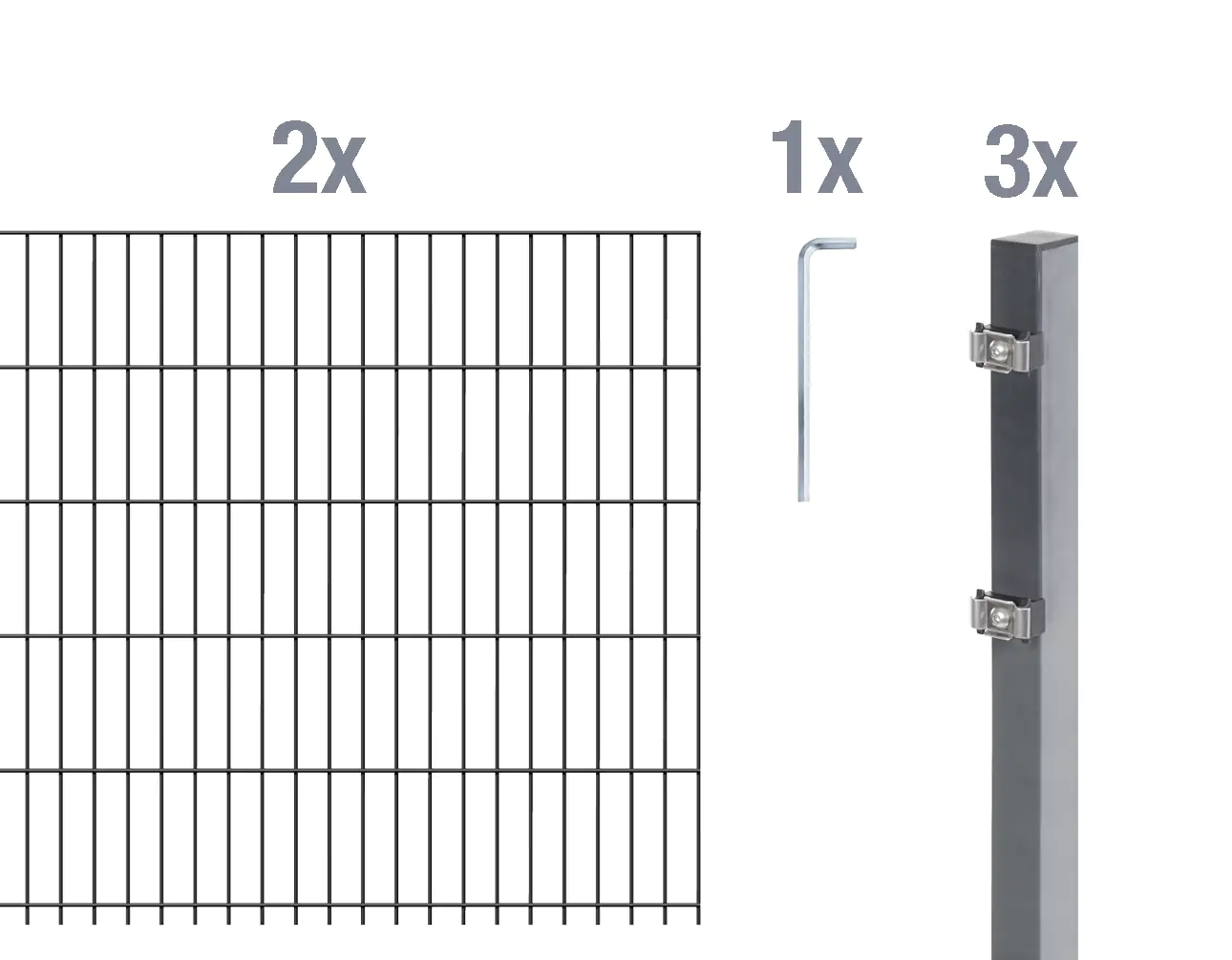 Alberts Doppelstabmatten-Grundset 4 m 200 x 120 cm 6/5/6 anthrazit Alberts Doppelstabmatten-Grundset 4 m 200 x 120 cm 6/5/6 anthrazit