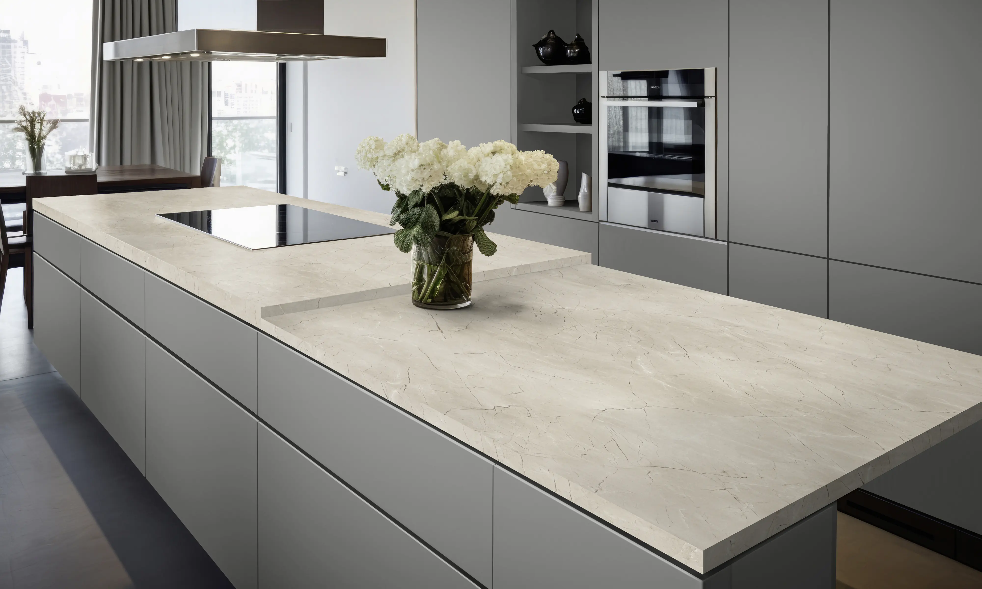 Kaindl Arbeitsplatte 410 x 60 cm 38 mm Marmor Vicosa Clara