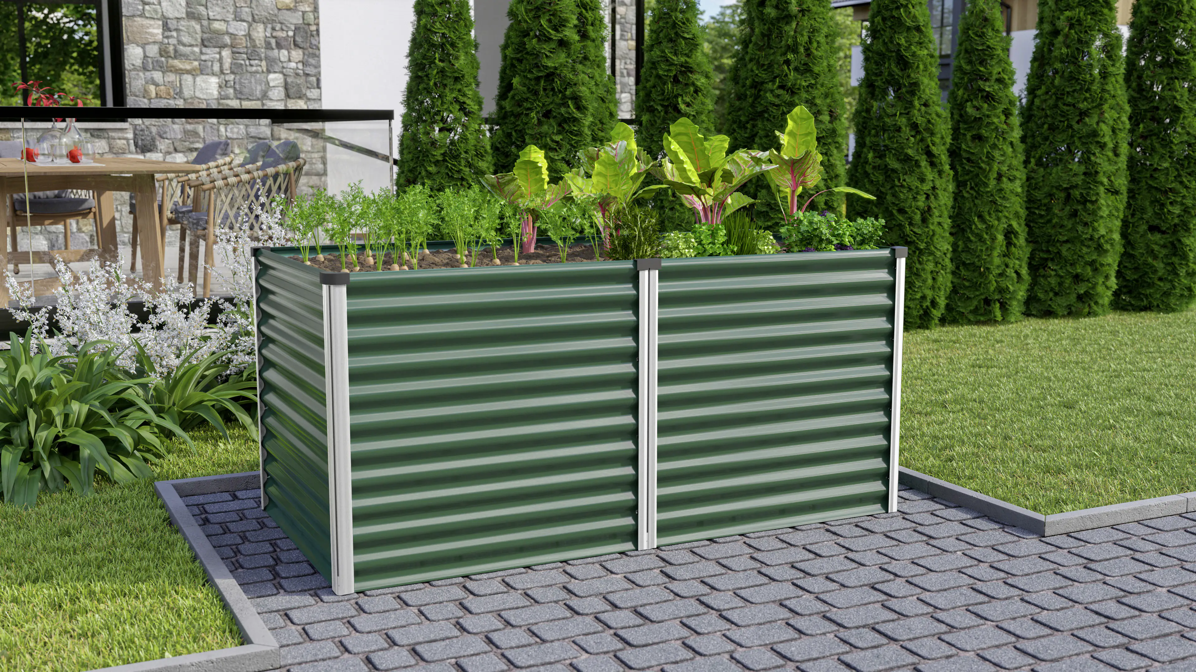 Vitavia Hochbeet Meta 96 x 188 x 86 cm seegras/alu