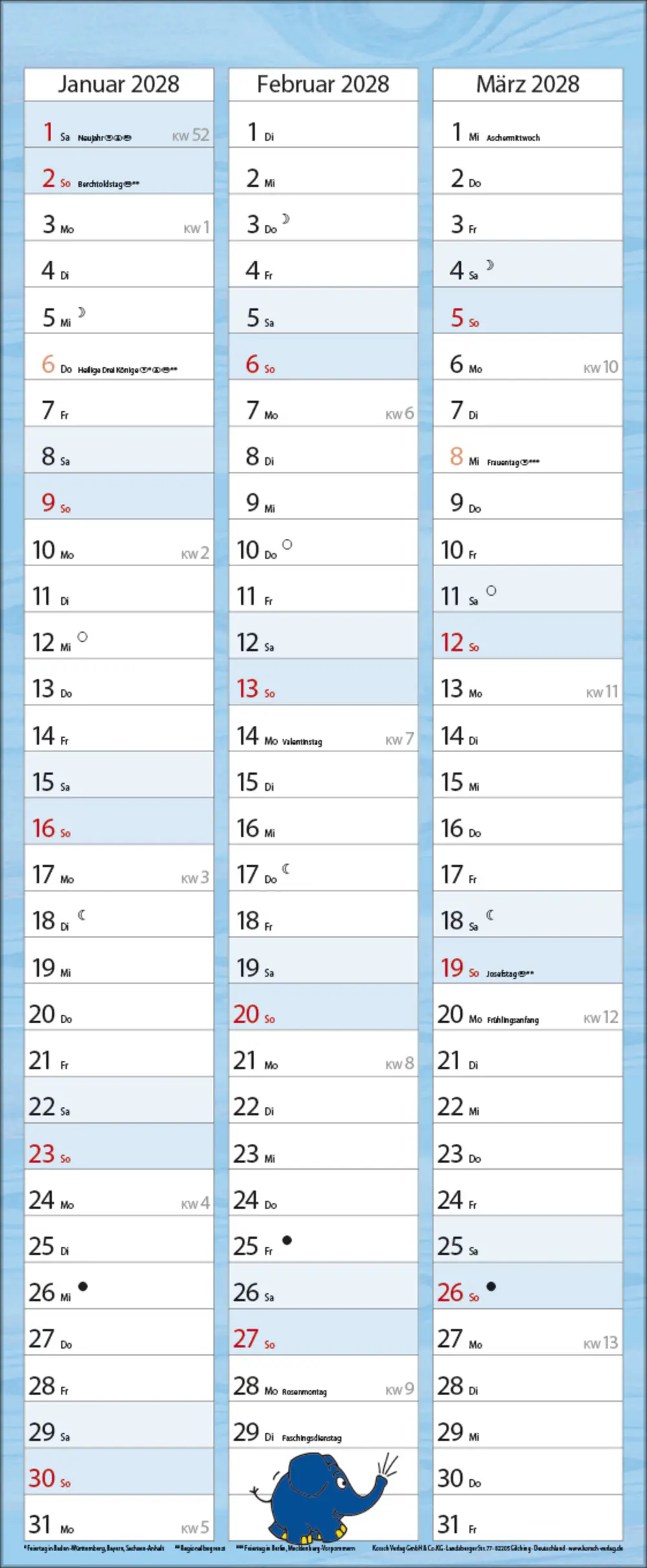 Korsch Kalender Familienplaner Sendung mit der Maus 2027