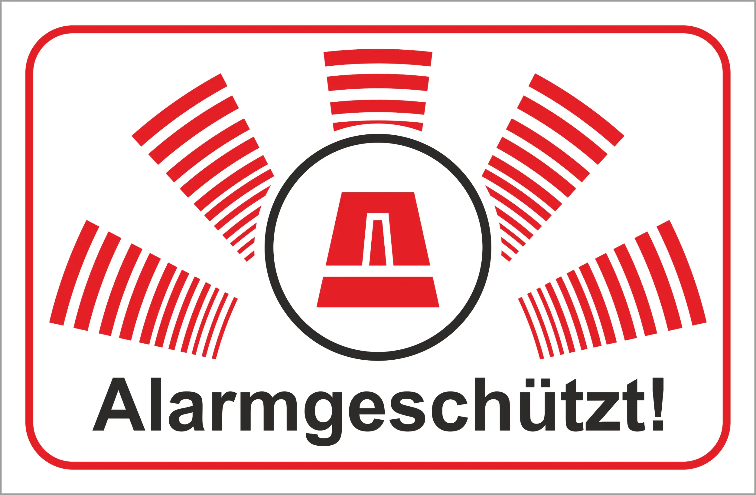 Hermann Schütz Aufkleber Alarmgeschützt weiß 90x60mm