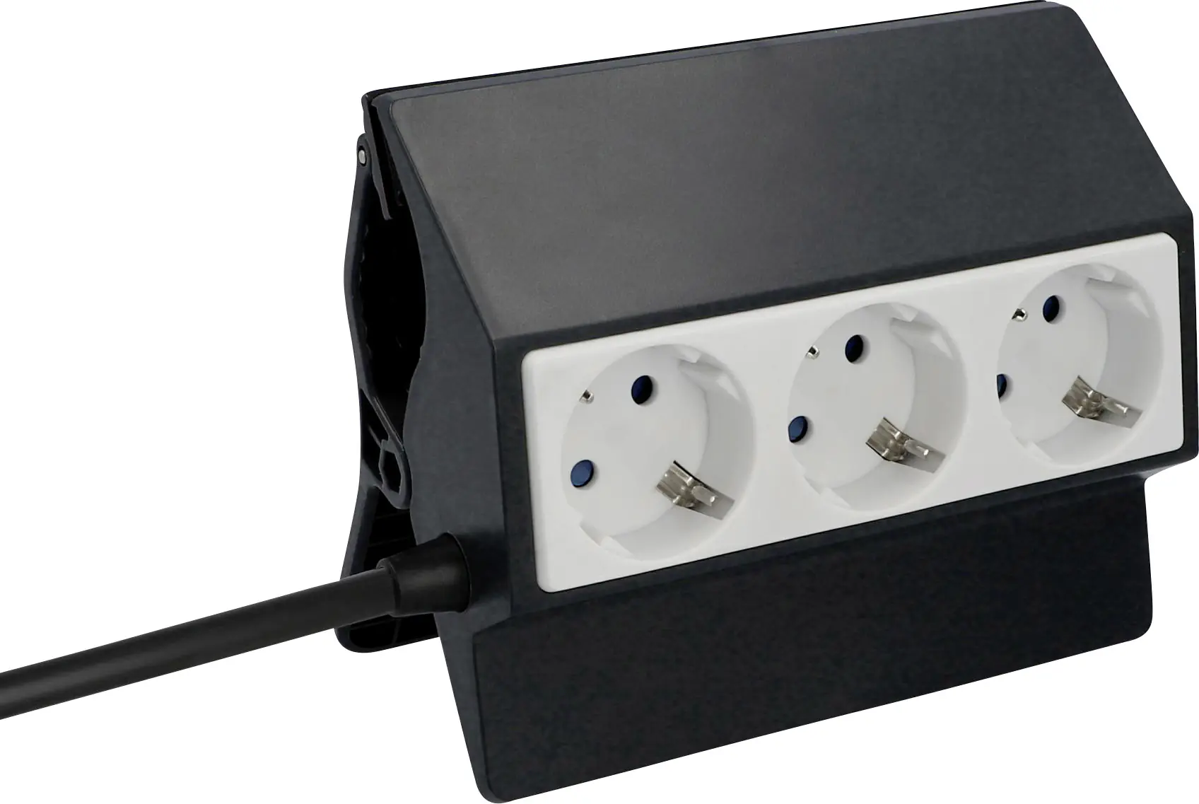 Unitec Steckdosenleiste 3-fach 3m mit Clip Befestigung, weiß grau