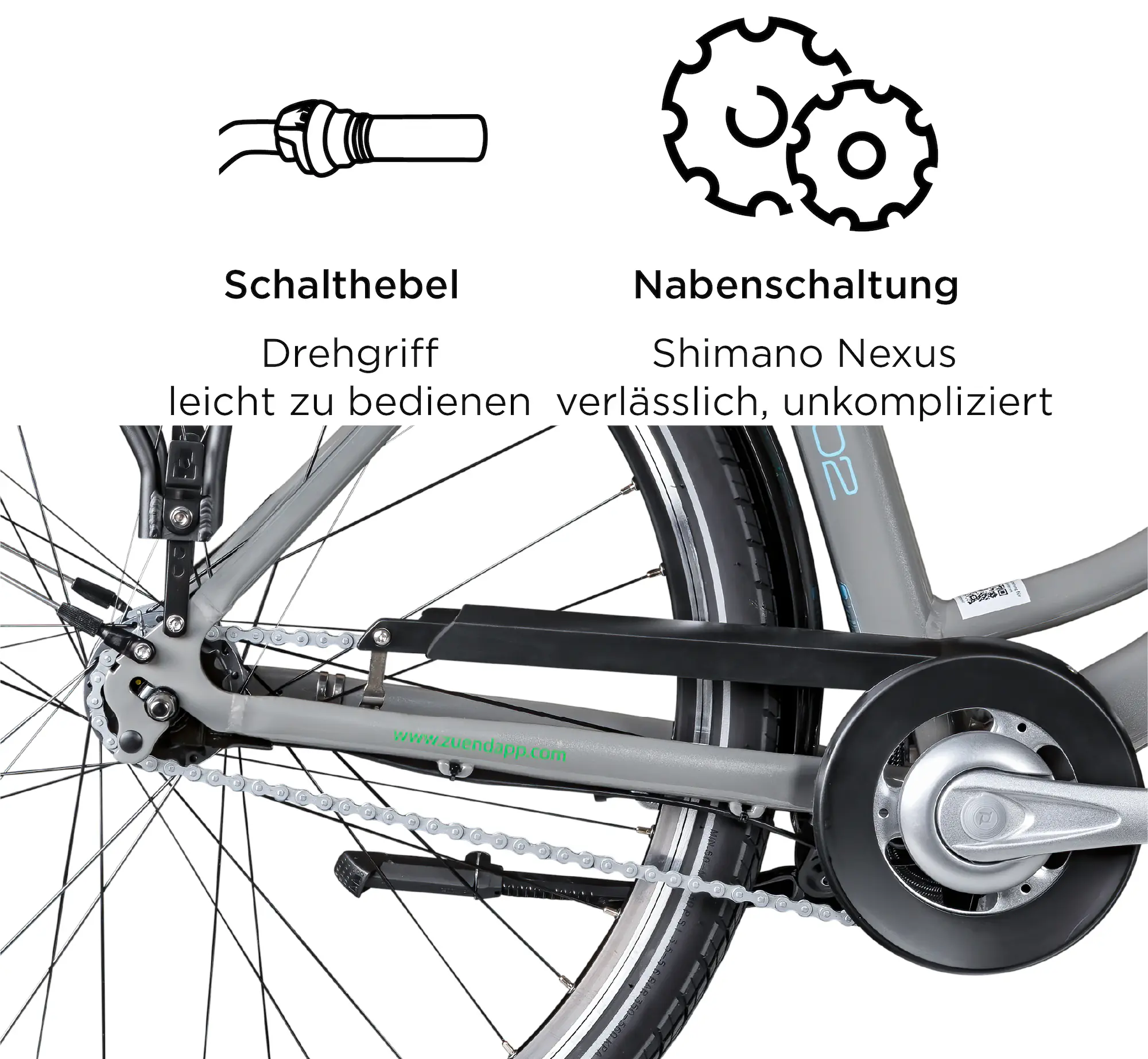 Zündapp E-Bike Z502 City 28 Zoll 7-Gang 522 Wh grau grün Zündapp E-Bike Z502 City 28 Zoll 7-Gang 522 Wh grau grün
