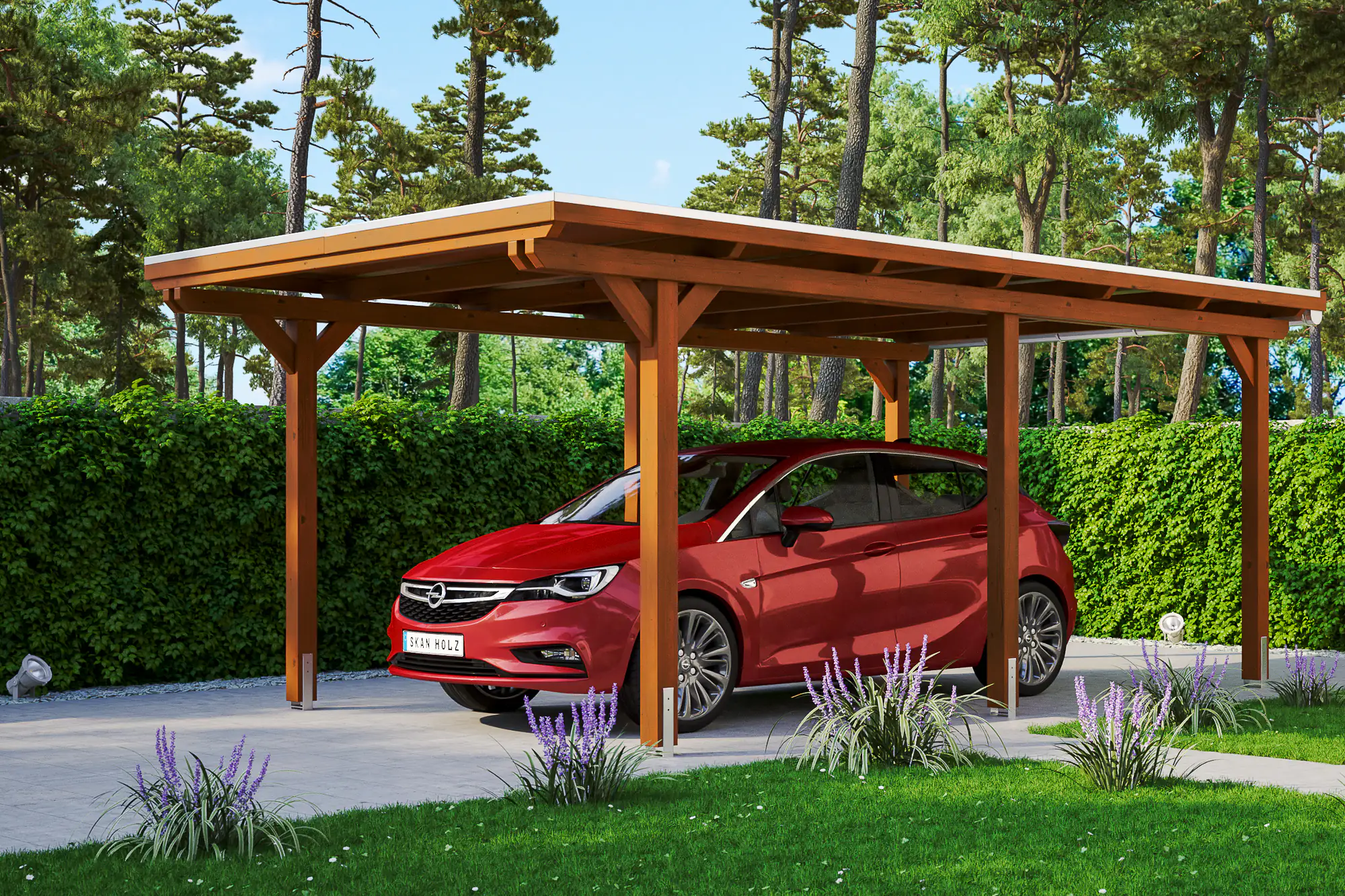 SKAN HOLZ Carport Emsland 354 x 604 cm mit Aluminiumdach